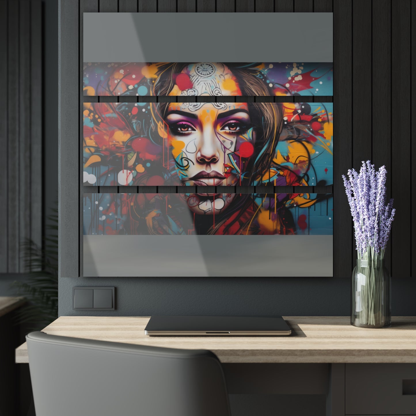 Wall Art, Lady Maxtrix in Grey Acrylic Print.