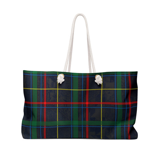 Large  Red, Black, Blue Tartan Weekender Bag