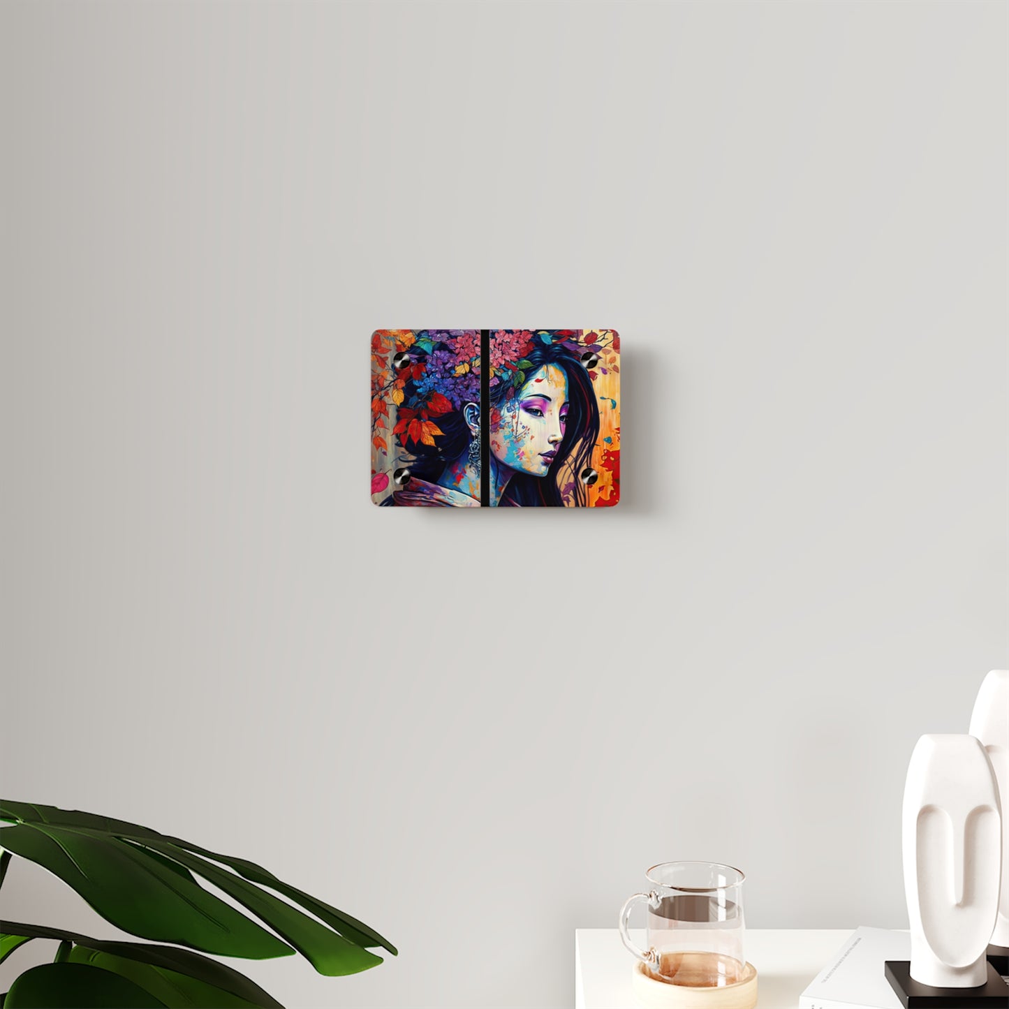 Flowerful Asian Lady Acrylic Wall Art Panels