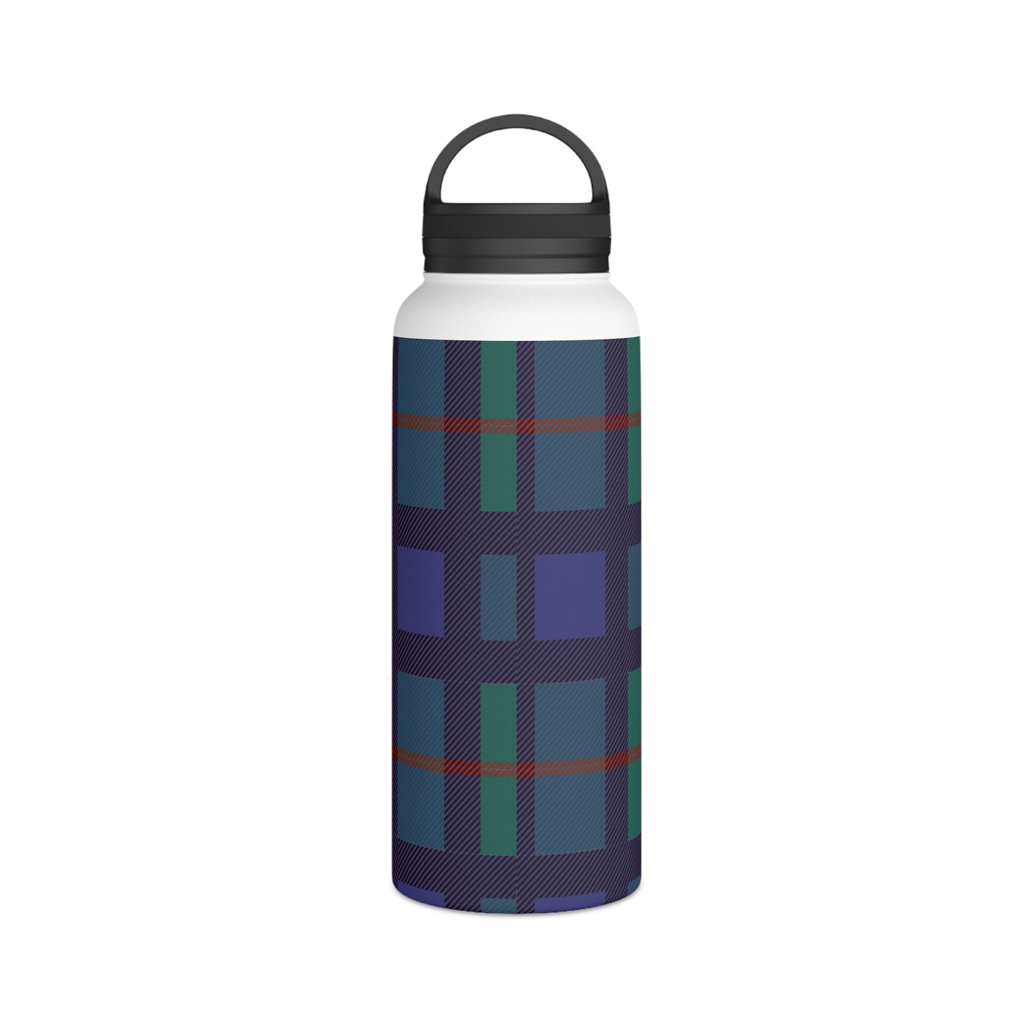 Blue Tartan Water Bottle, Stainless Steel Water Bottle, Handle Lid