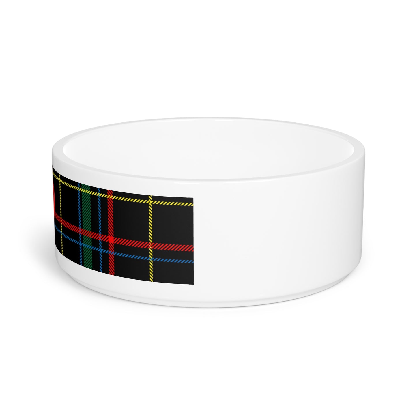 Pet Bowl in Black  Mixed Colour Tartan