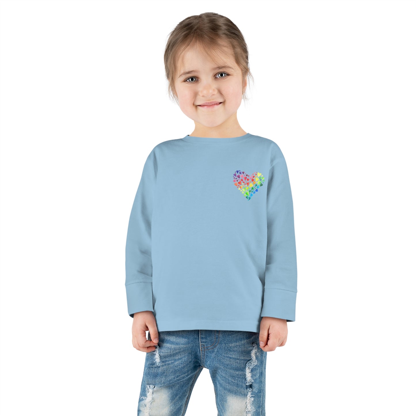 Rainbow Heart Toddler Long Sleeve-shirt