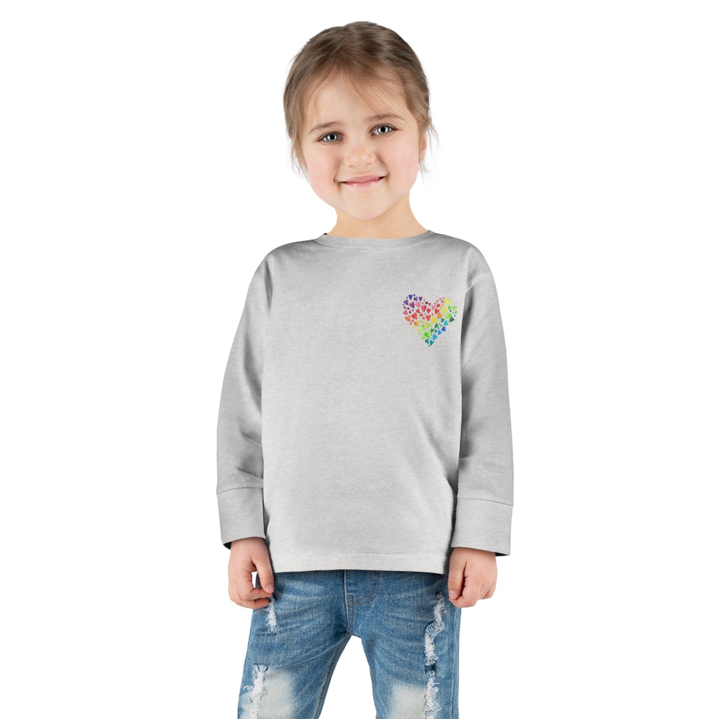 Rainbow Heart Toddler Long Sleeve-shirt