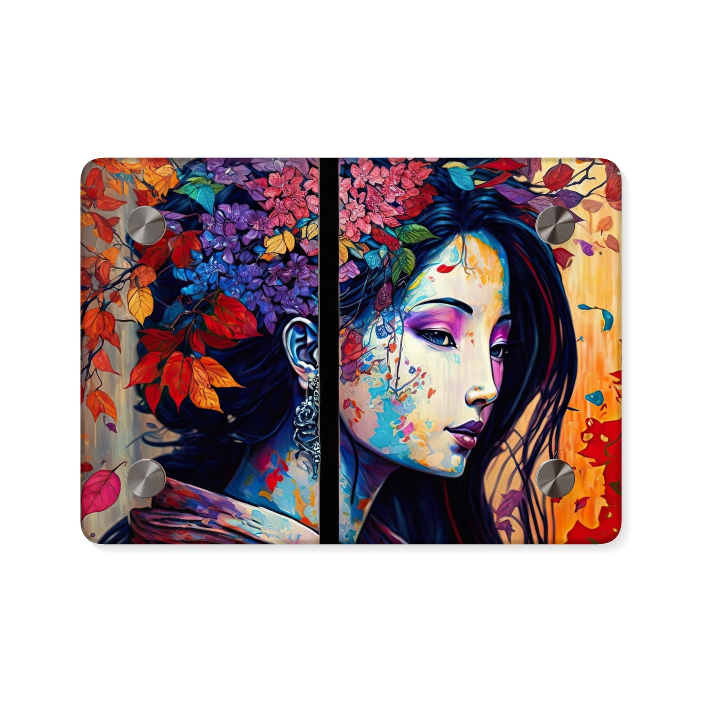 Flowerful Asian Lady Acrylic Wall Art Panels