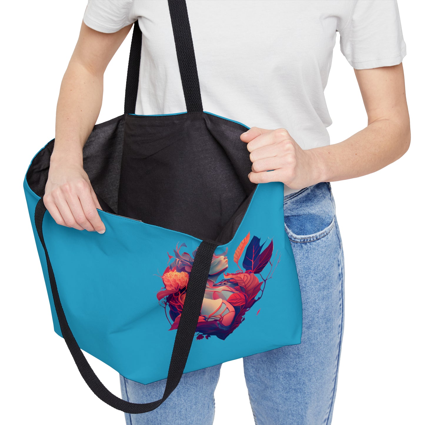 Lady of Hearts in Turquoise Weekender Tote Bag