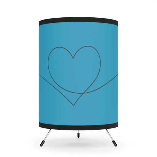 Turquoise Heart Tripod Lamp with High-Res Printed Shade, US\CA plug