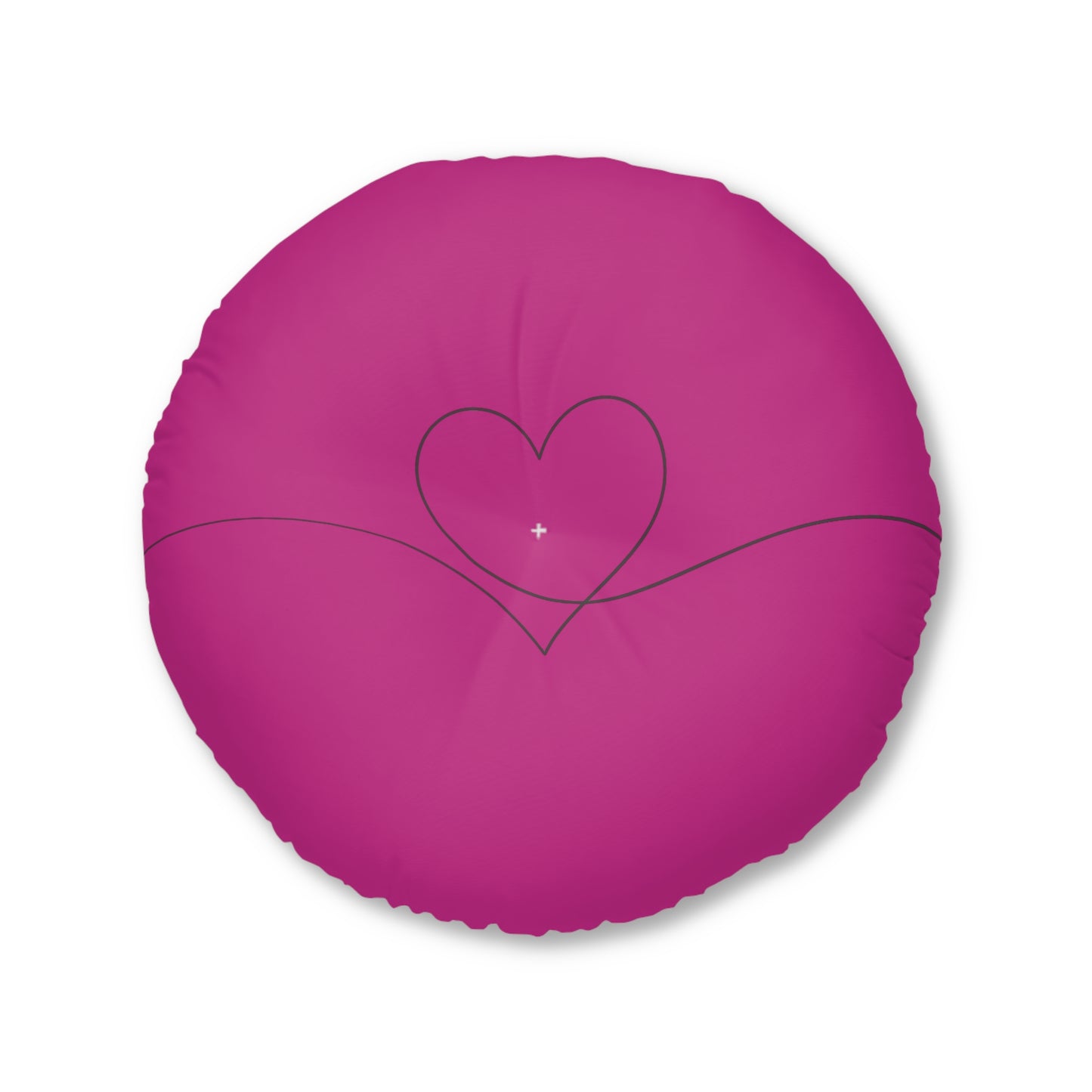 Fushsia Heart Tufted Floor Pillow, Round