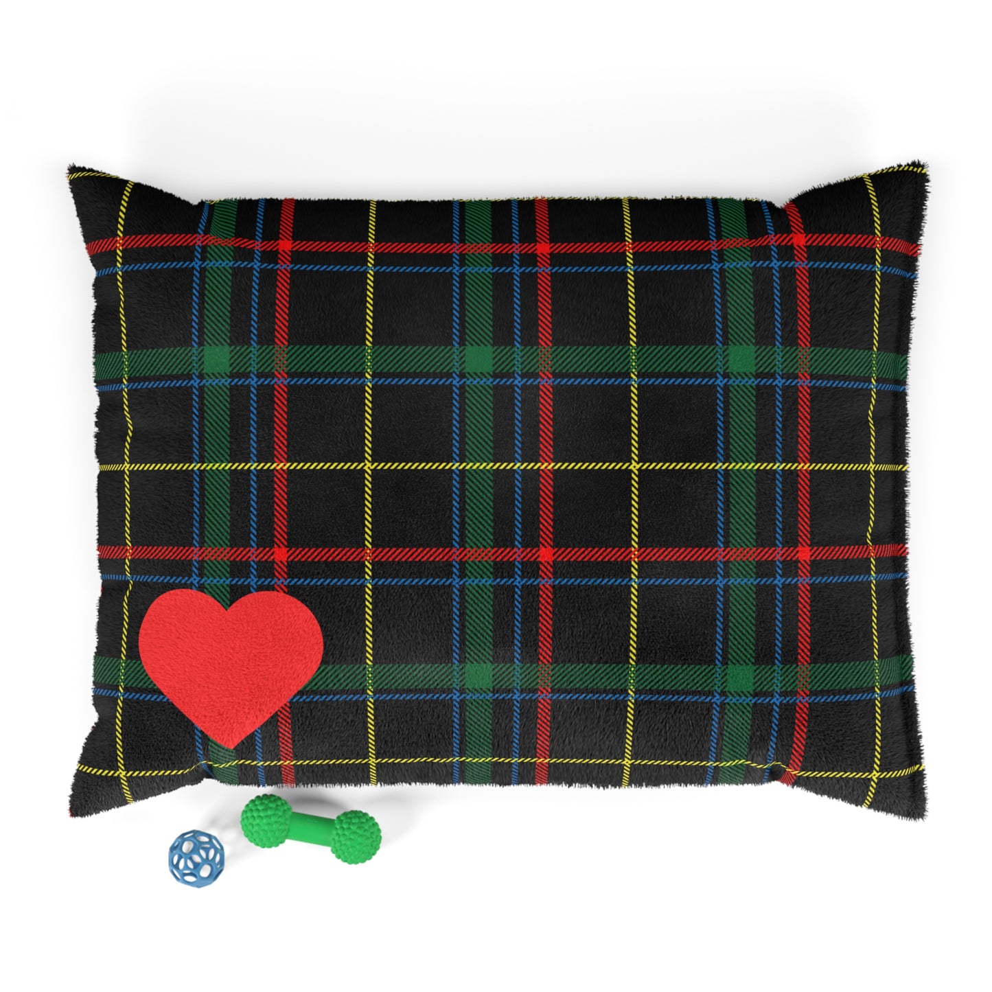 bed bed in black tartan with red heart