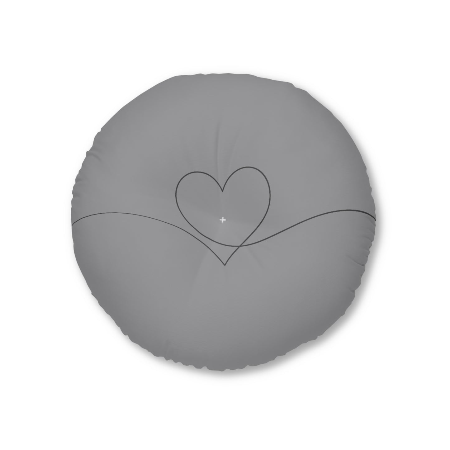 Grey Heart Tufted Floor Pillow, Round