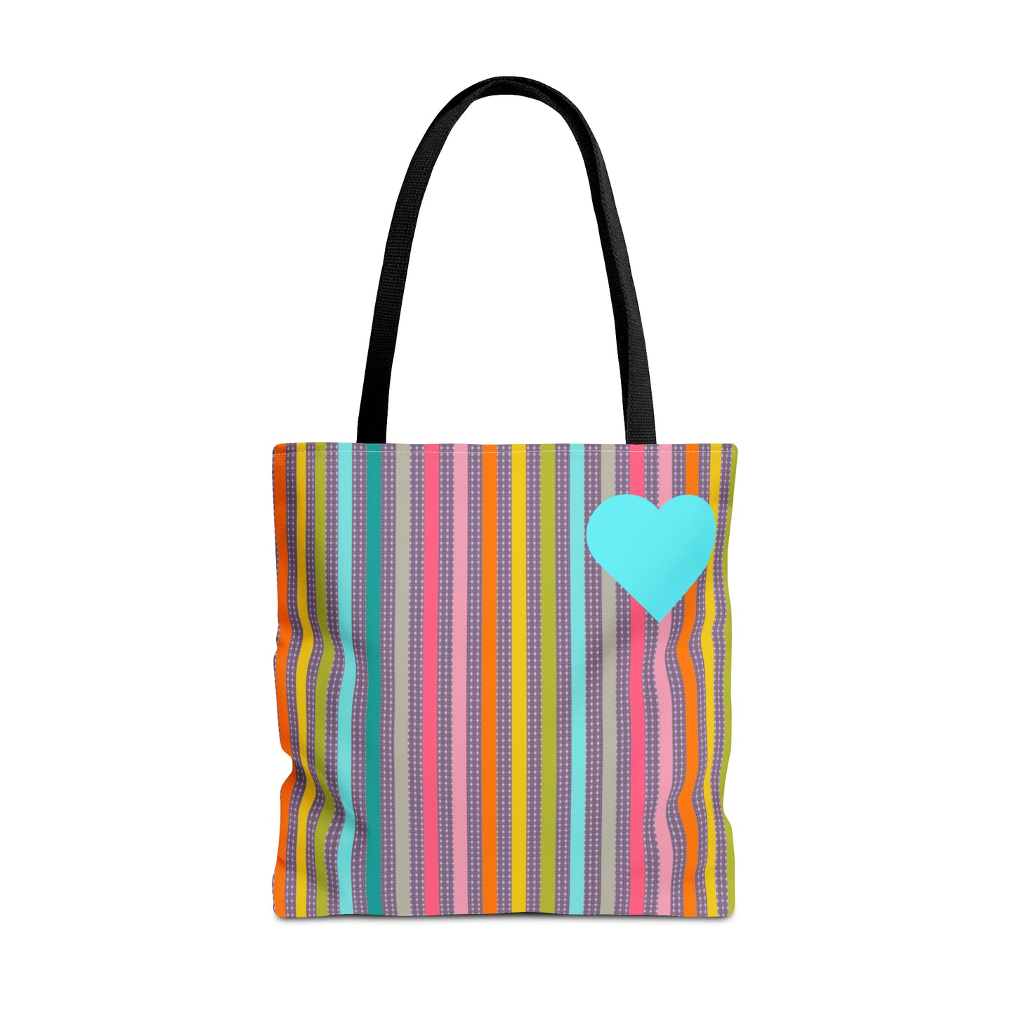 Tote Bag Candy Stripe With Large Heart