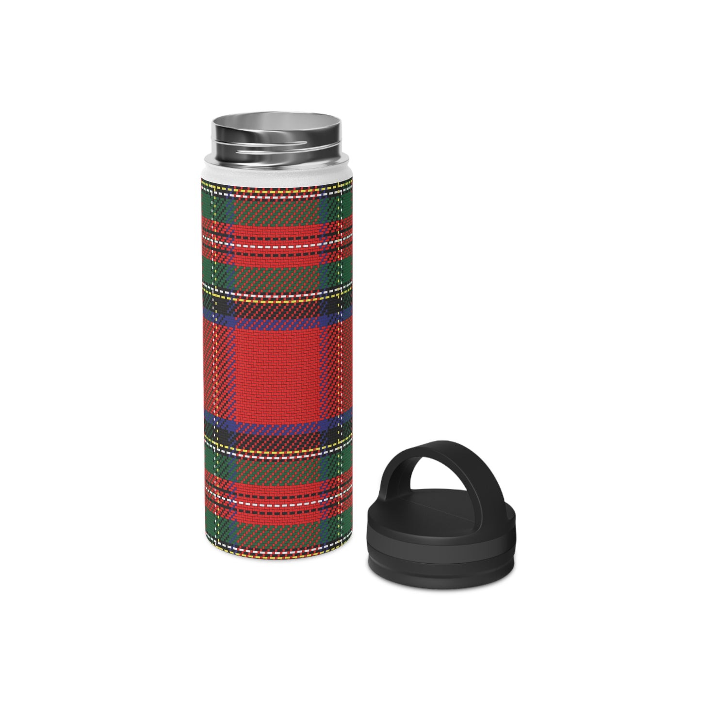 Red Tartan Water Bottle Stainless Steel Water Bottle, Handle Lid