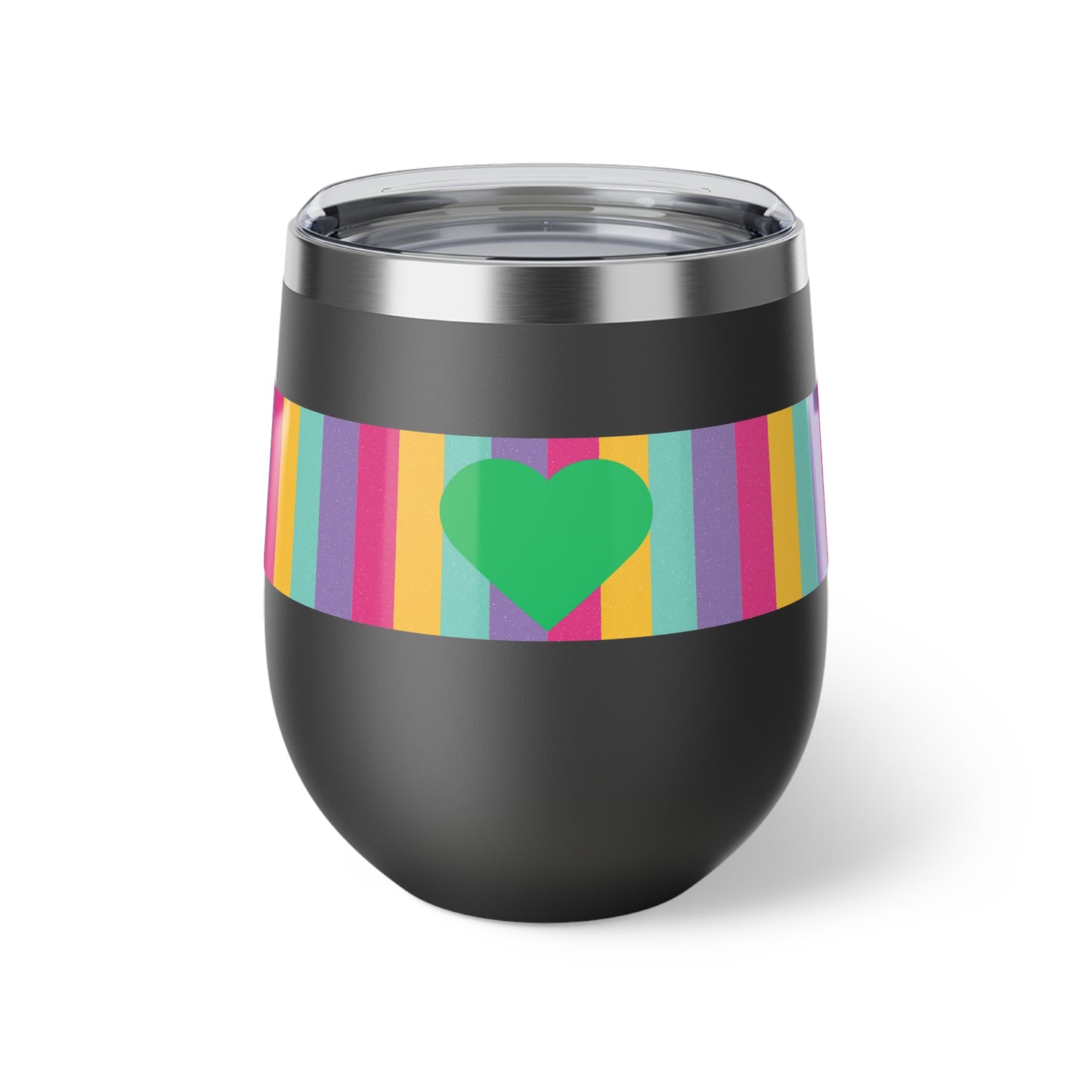 Bright Striped Copper with Green Heart Vacuum Insulated Cup, 12oz