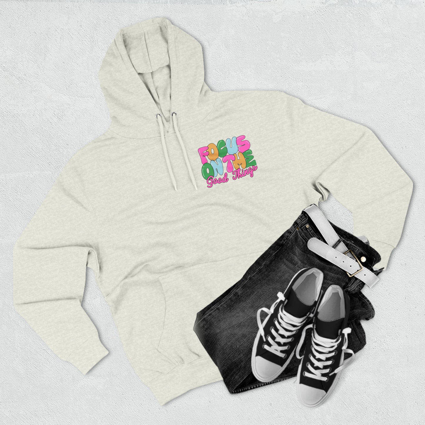 Focus On the Good Three-Panel Fleece Hoodie