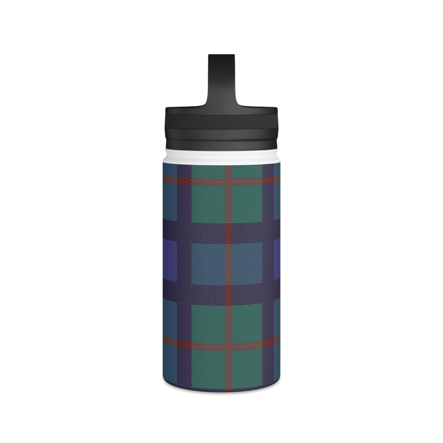 Blue Tartan Water Bottle, Stainless Steel Water Bottle, Handle Lid