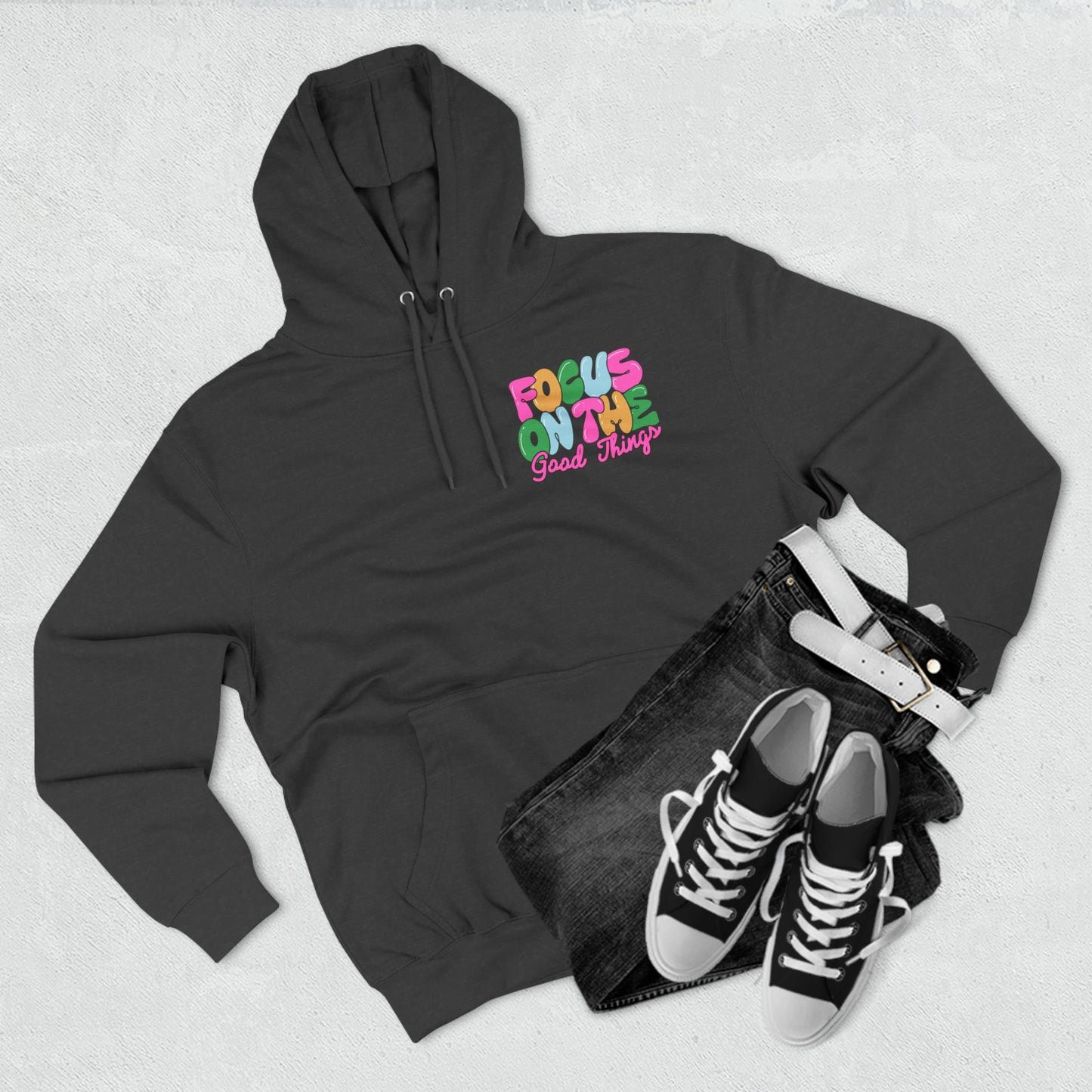 Focus On the Good Three-Panel Fleece Hoodie