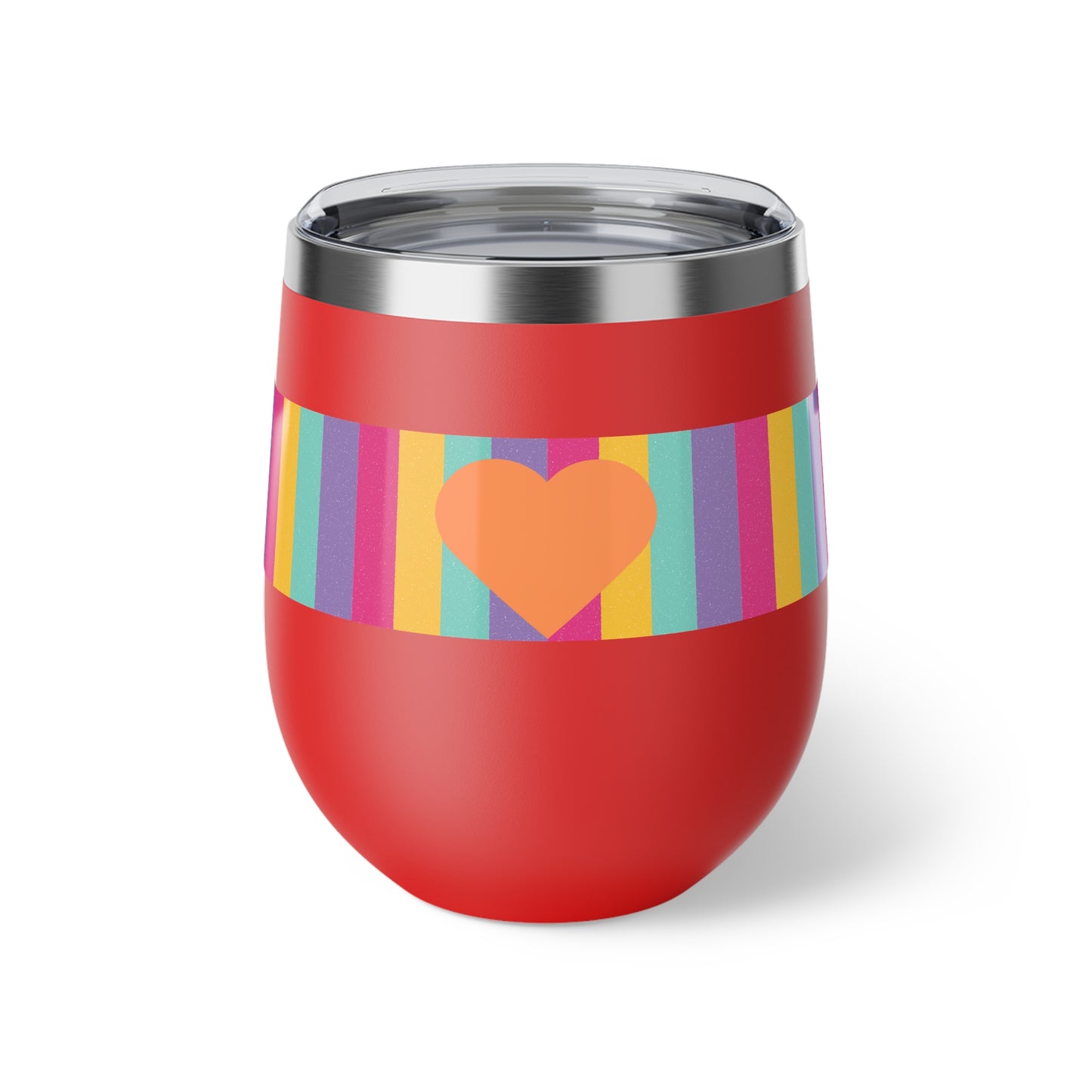 Carnelian Heart Bright Striped Copper Vacuum Insulated Cup, 12oz