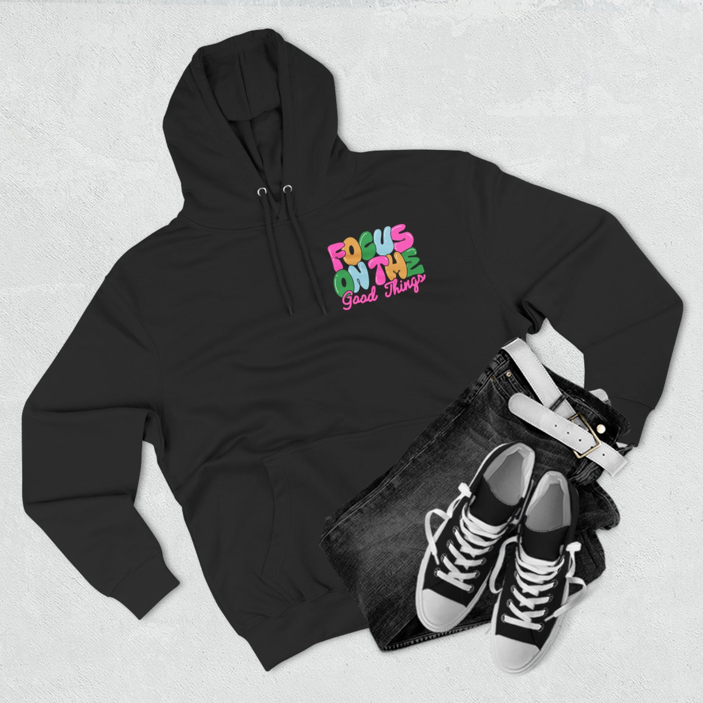 Focus On the Good Three-Panel Fleece Hoodie