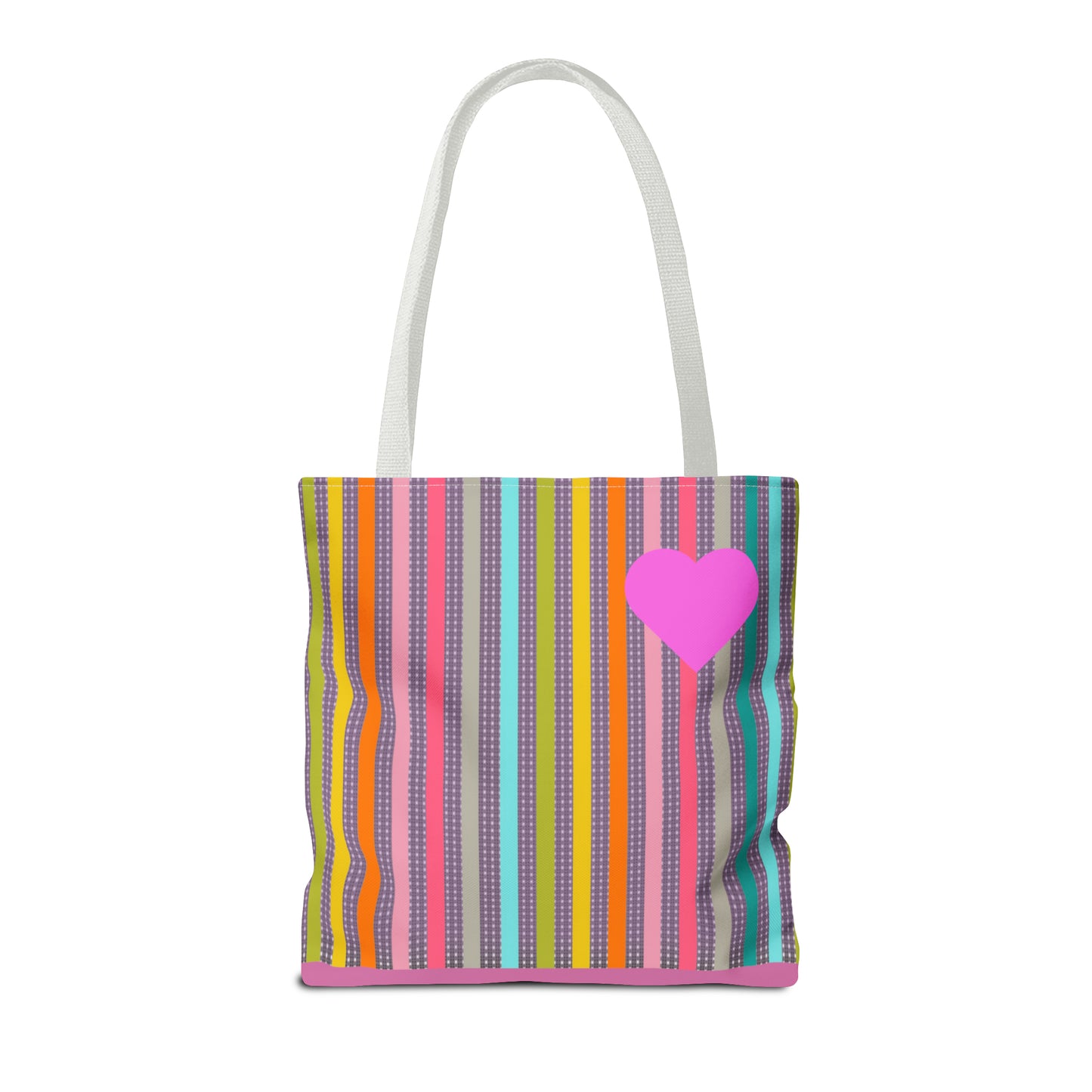 Tote Bag Candy Stripe With Large Heart