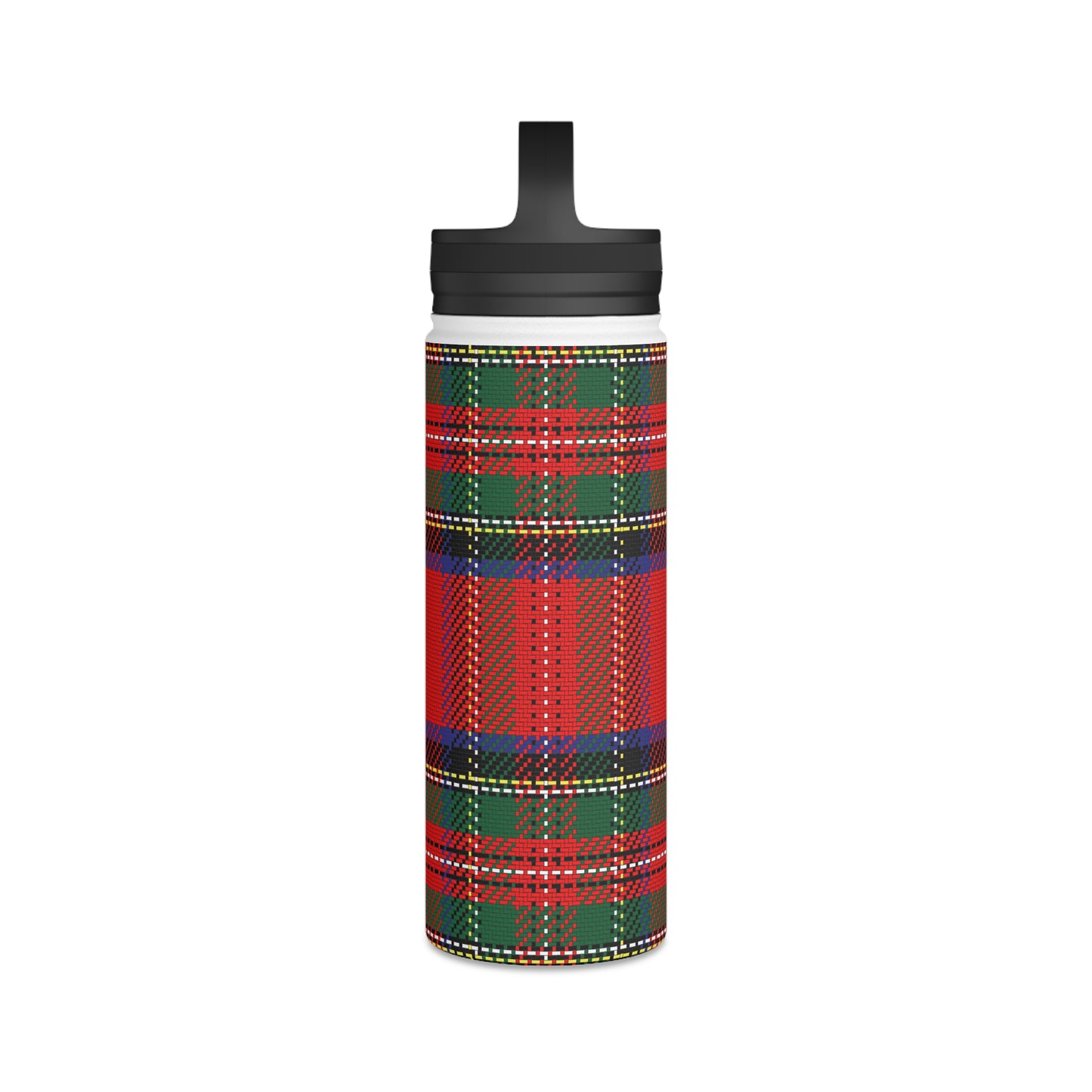 Red Tartan Water Bottle Stainless Steel Water Bottle, Handle Lid