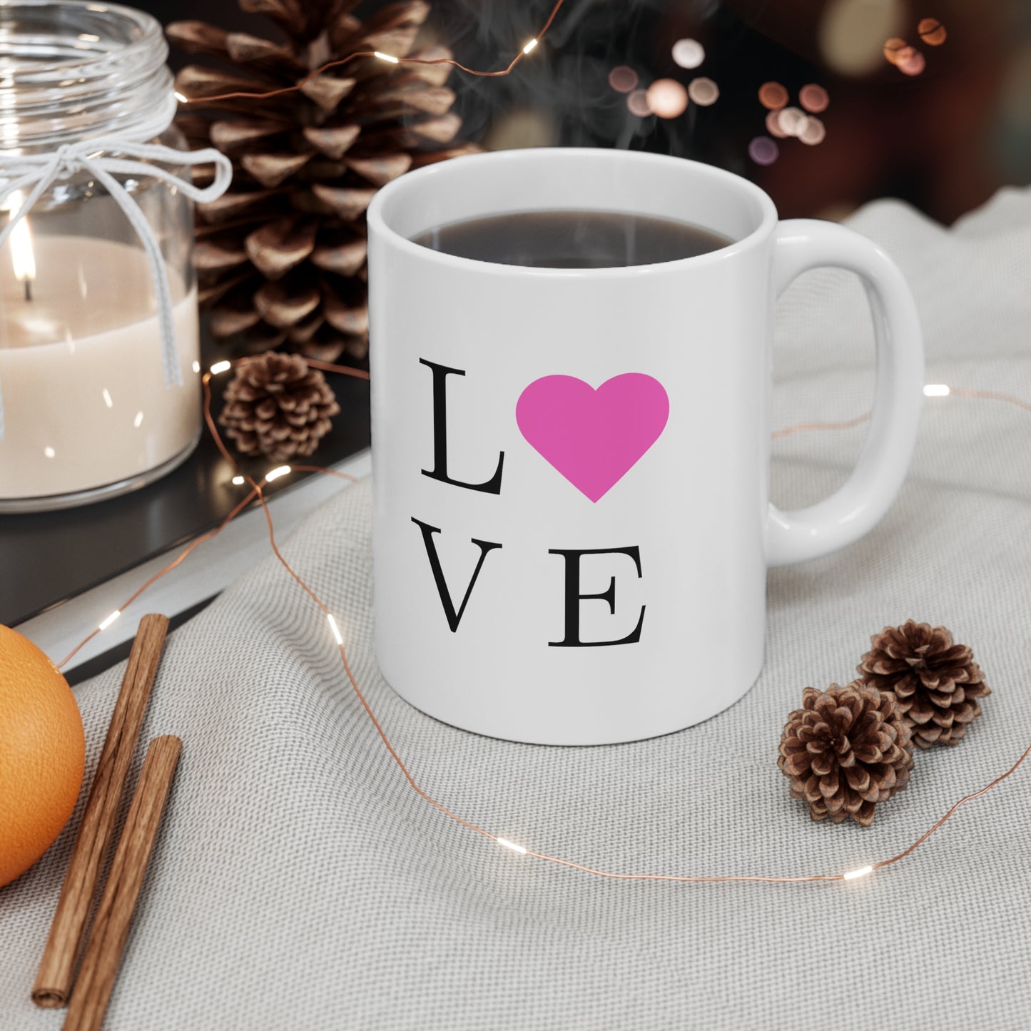 The Love Mug in Pink Ceramic Mug 11oz