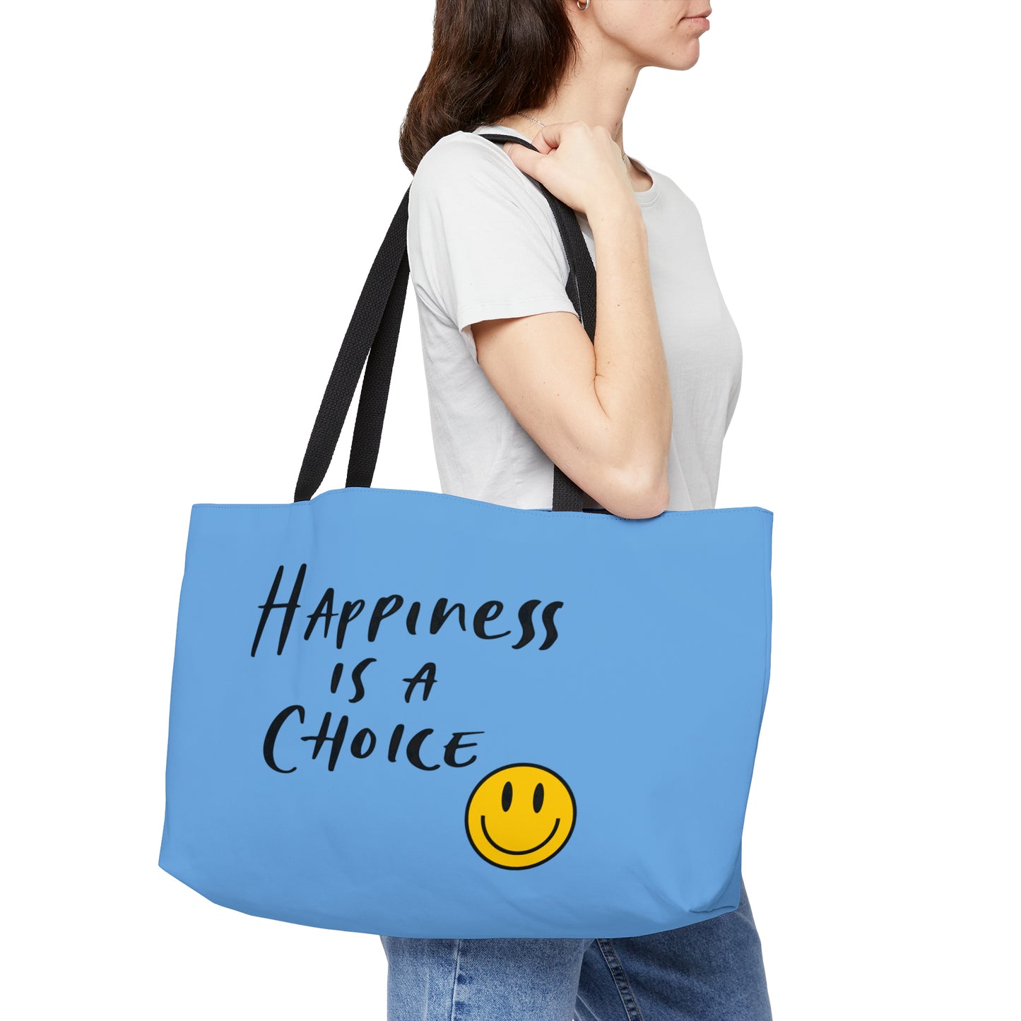 Blue Weekender Tote Bag, Happiness Tote Bag