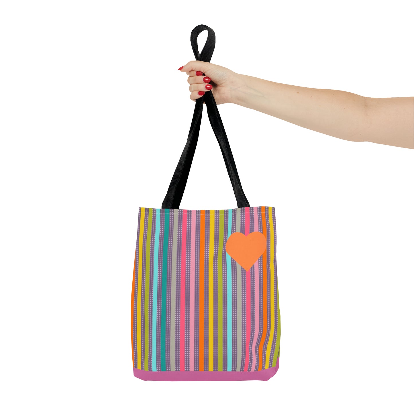 Tote Bag Candy Stripe With Large Heart