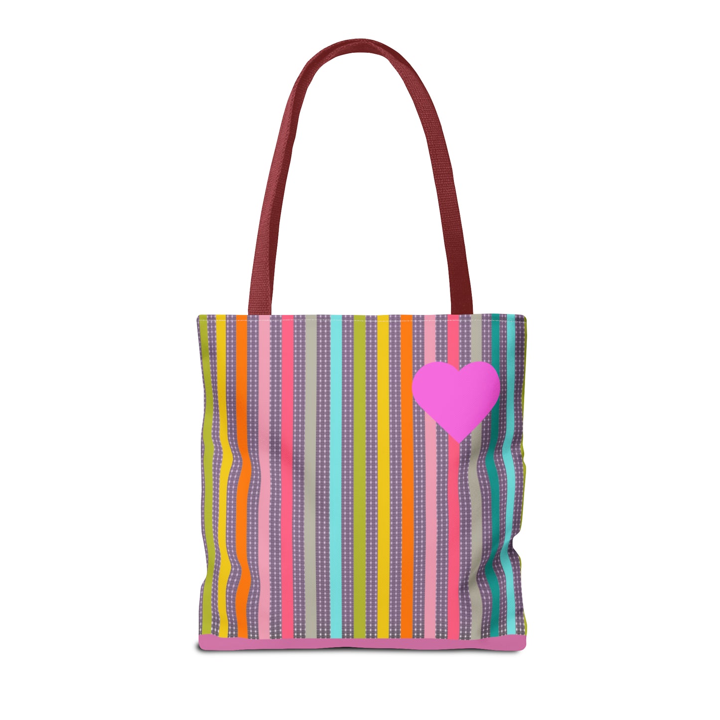 Tote Bag Candy Stripe With Large Heart