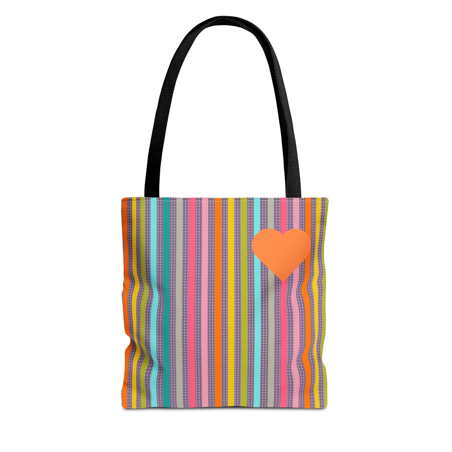 Tote Bag Candy Stripe With Large Heart