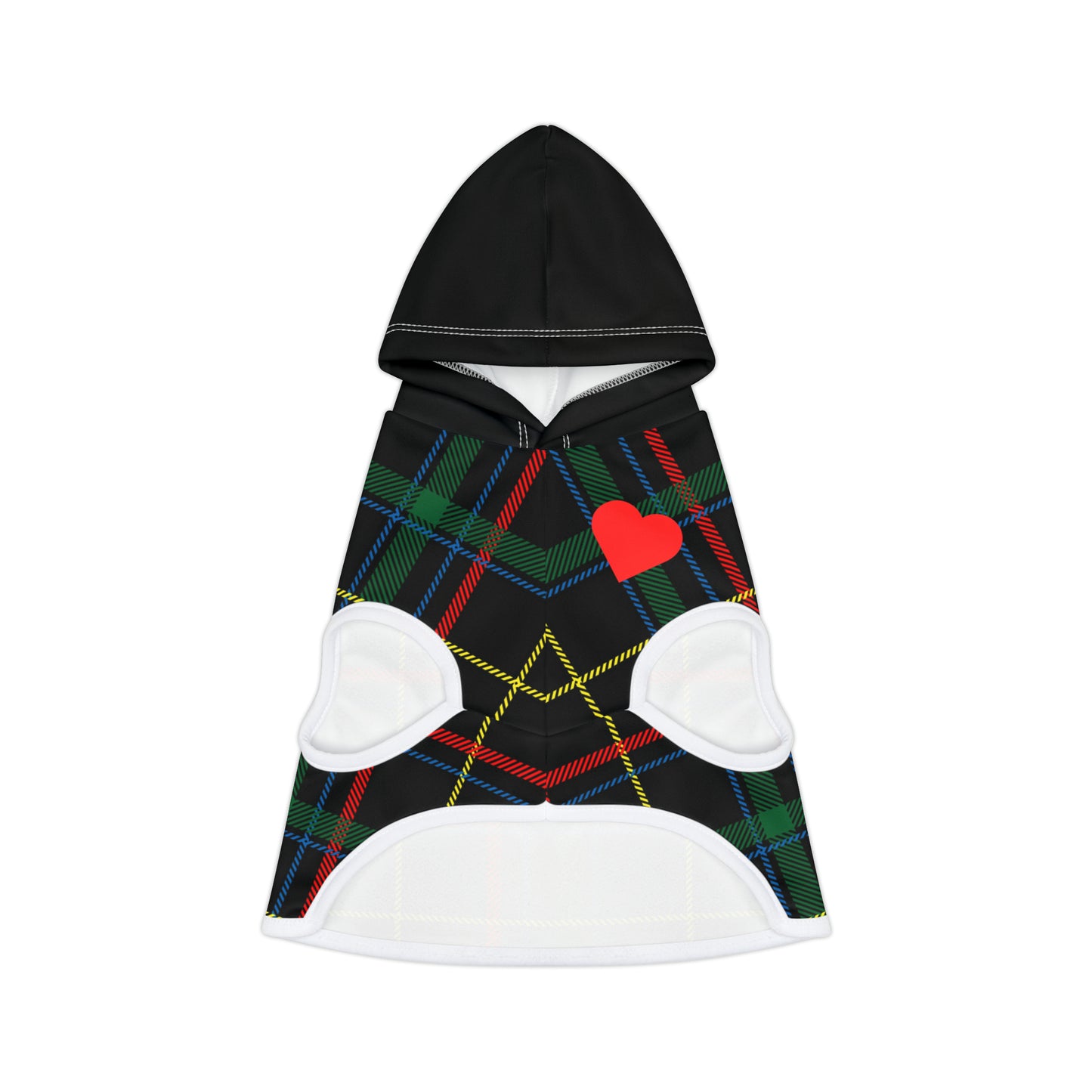 Pet Hoodie: Black, Red and Yellow Tartan Pet Hoodie