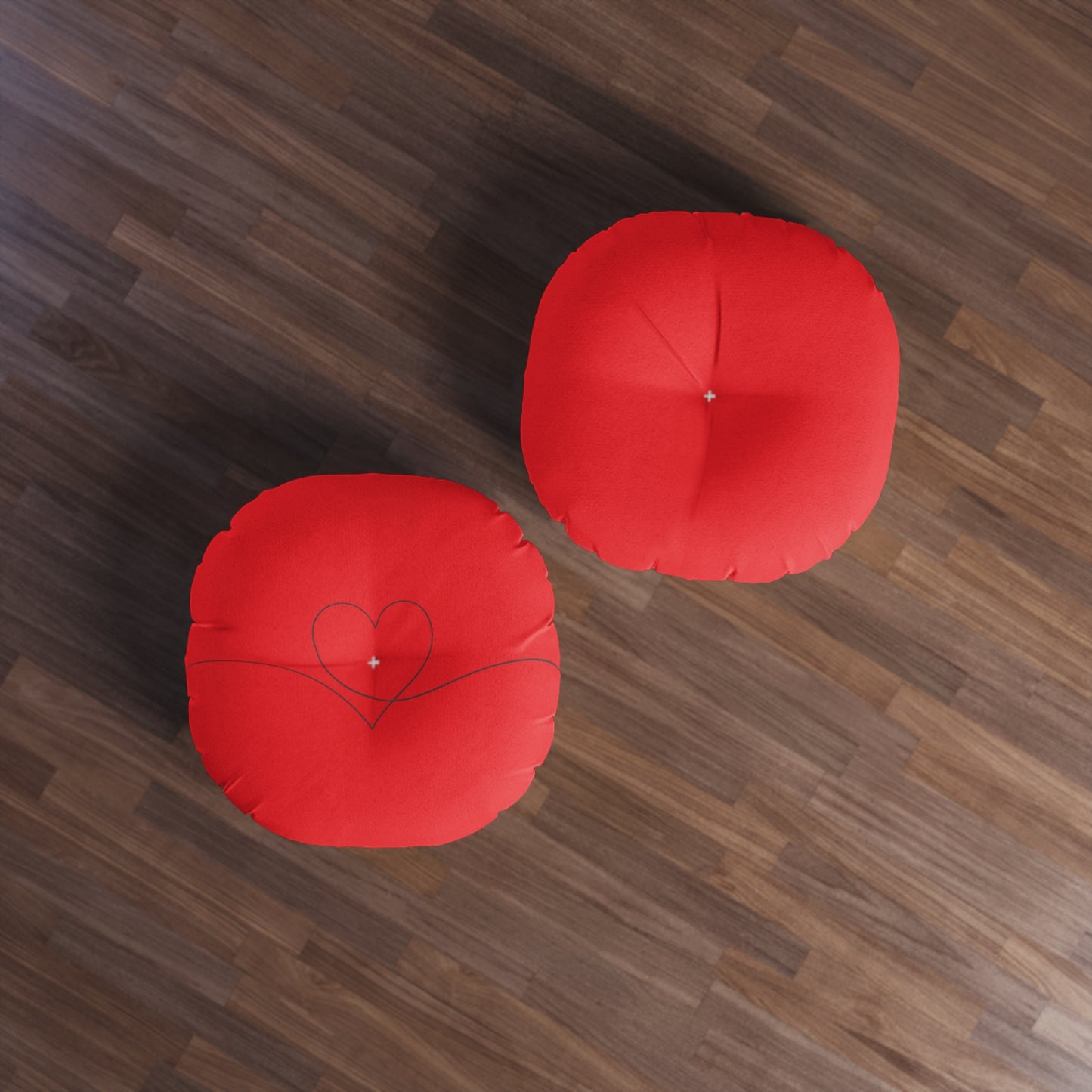 Red Heart Tufted Floor Pillow, Round