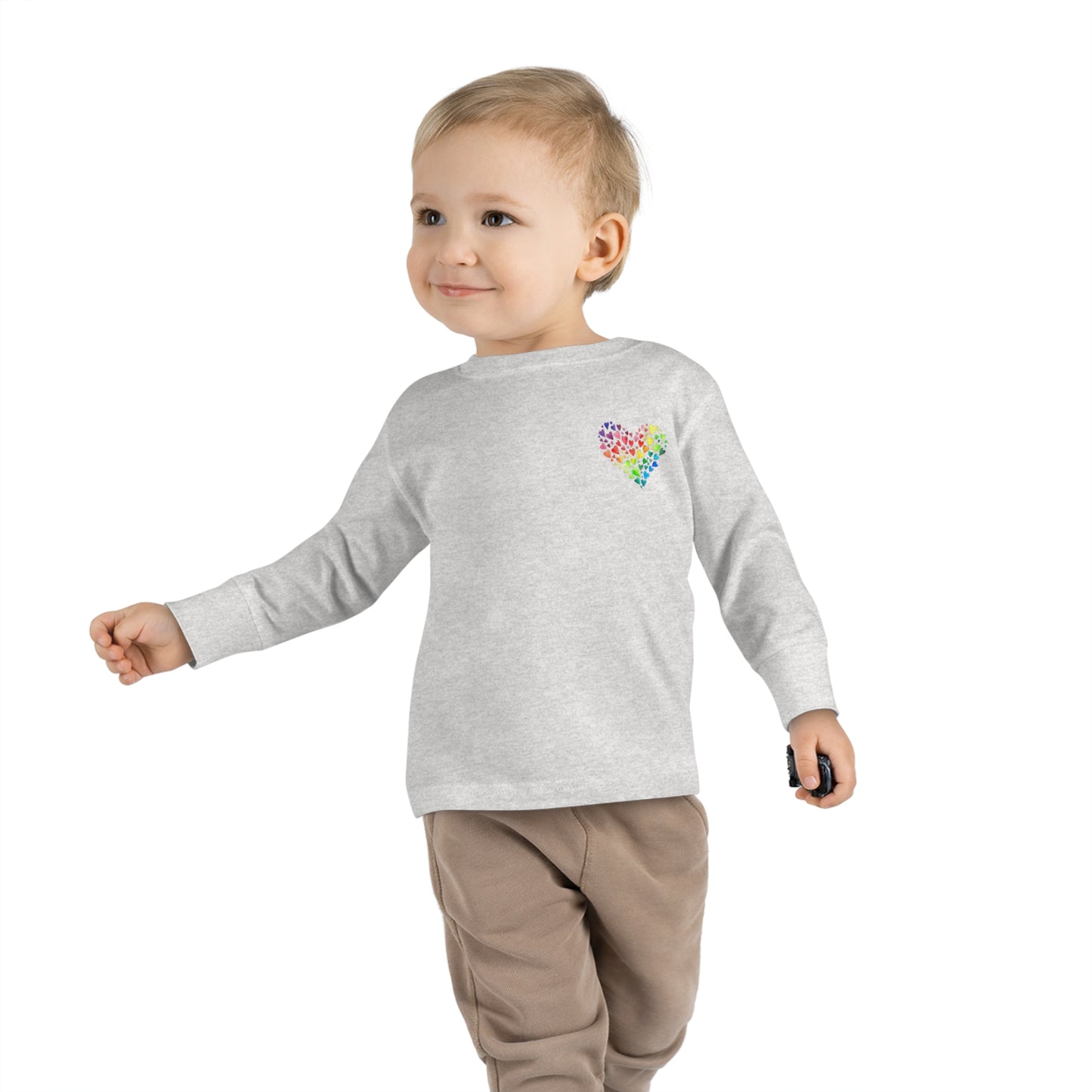 Rainbow Heart Toddler Long Sleeve-shirt