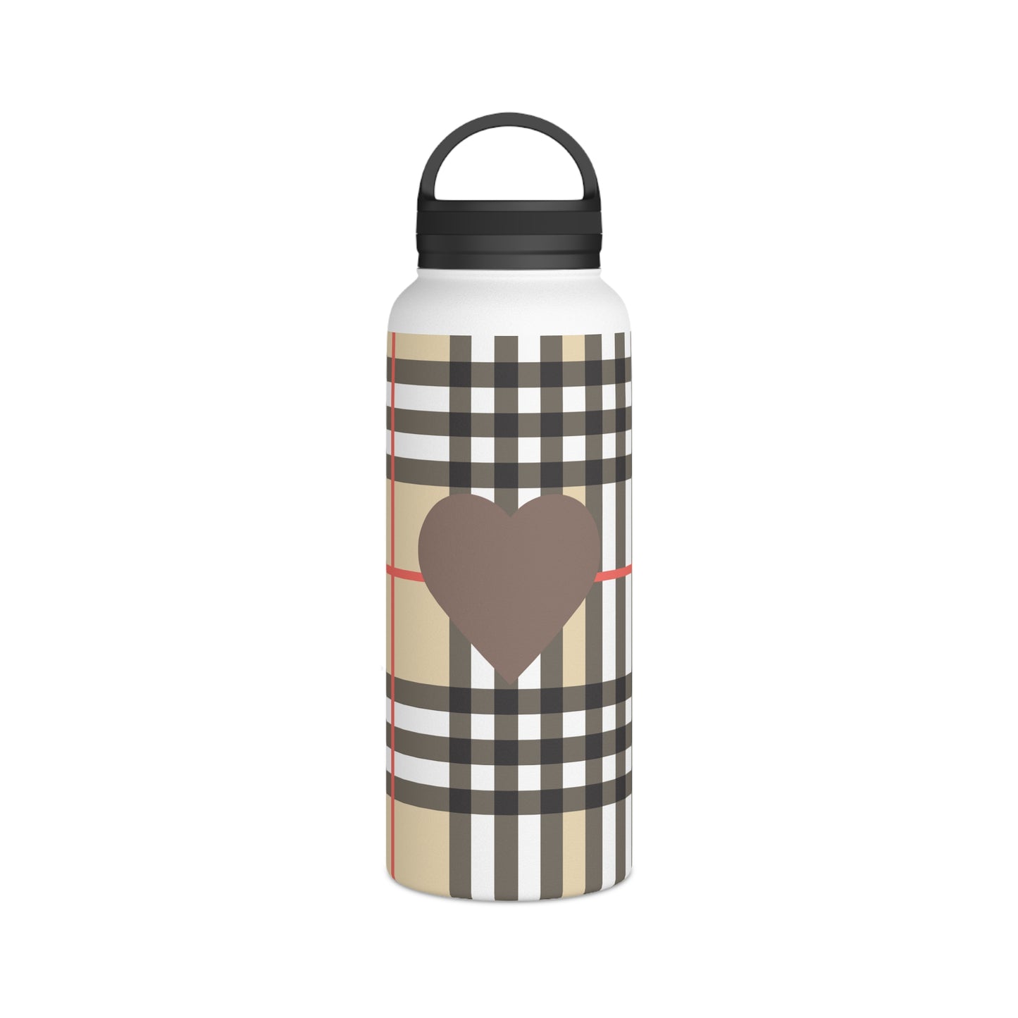 Brown and White Water Bottle, Stainless Steel Water Bottle, Handle Lid