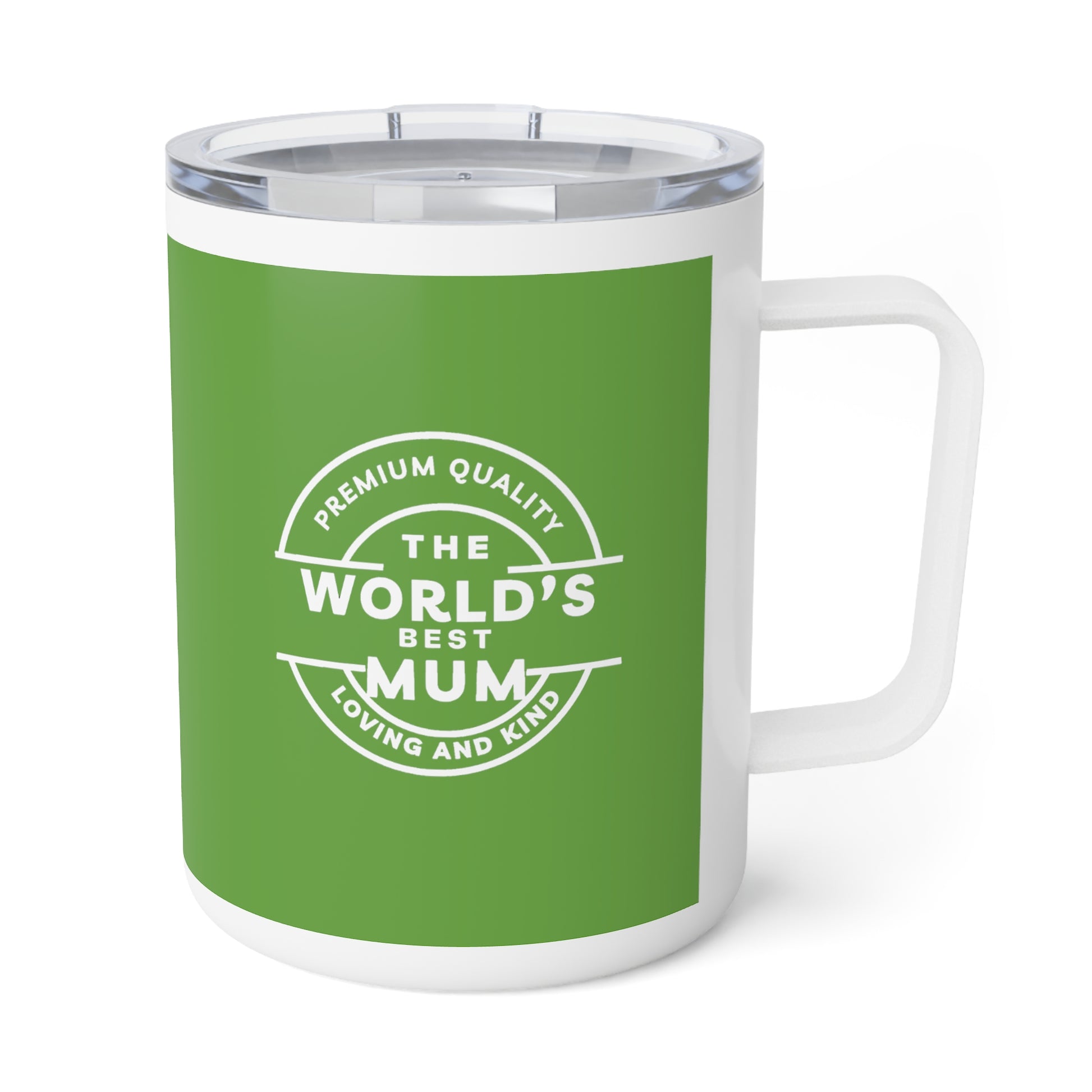 Mug with the worlds best mum written on it peridot and white 