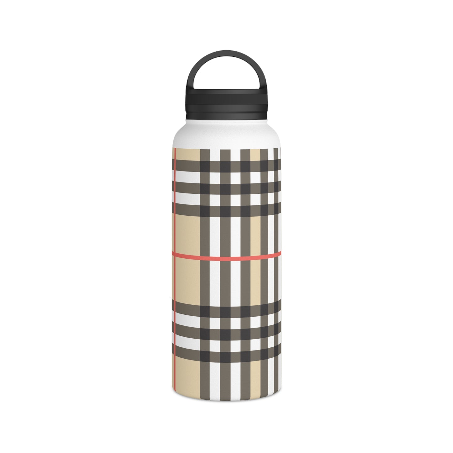 Brown and White Water Bottle, Stainless Steel Water Bottle with a Handle Lid