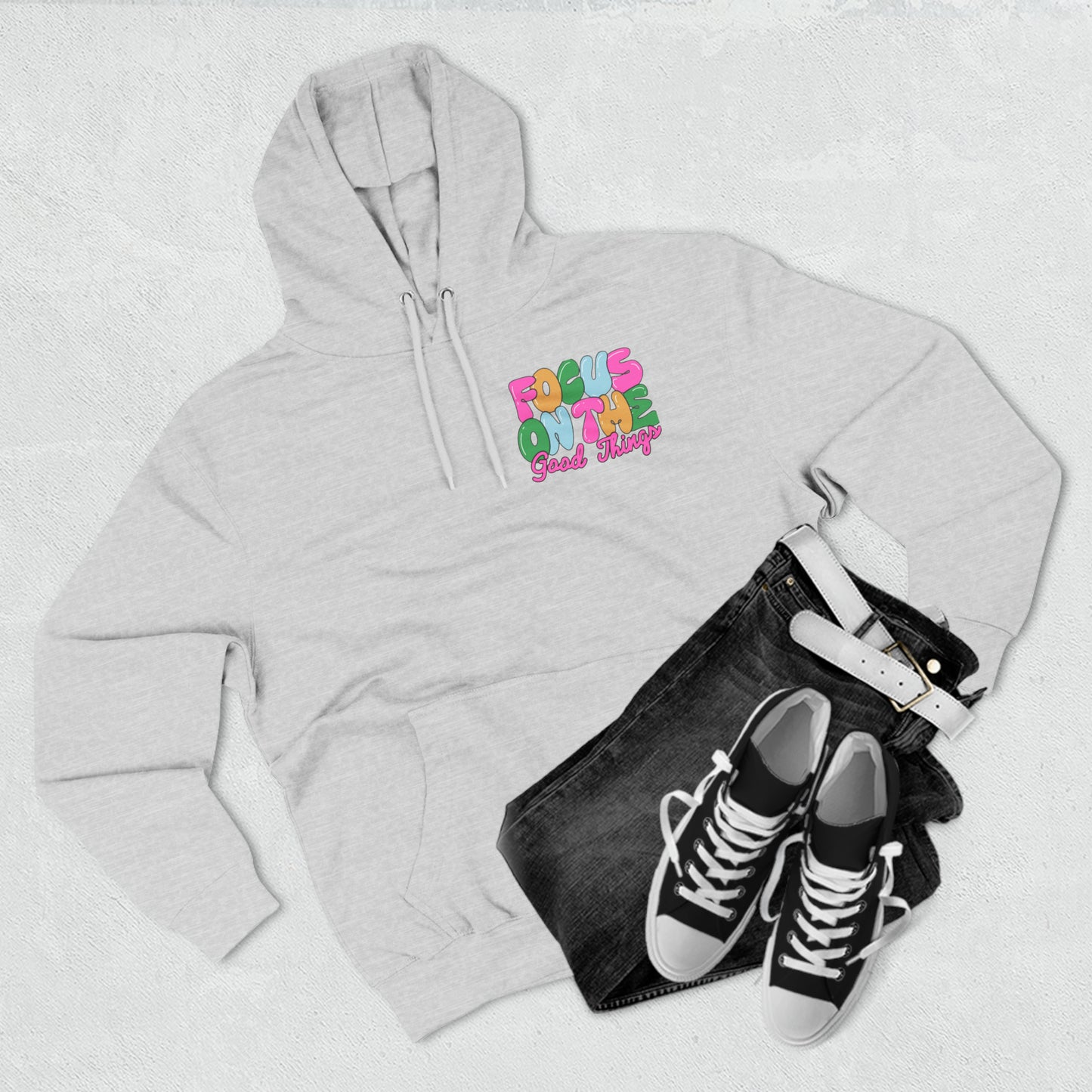 Focus On the Good Three-Panel Fleece Hoodie