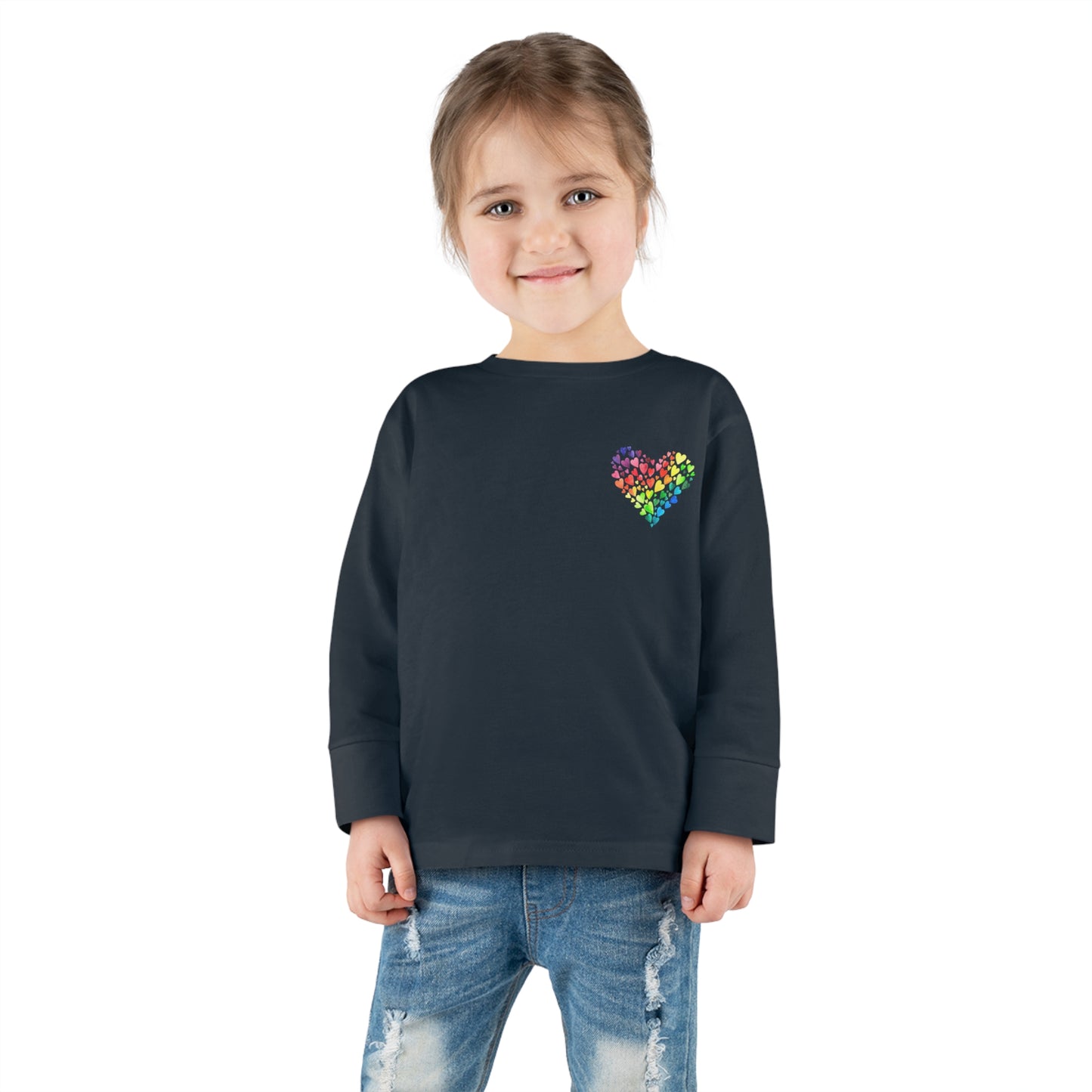 Rainbow Heart Toddler Long Sleeve-shirt