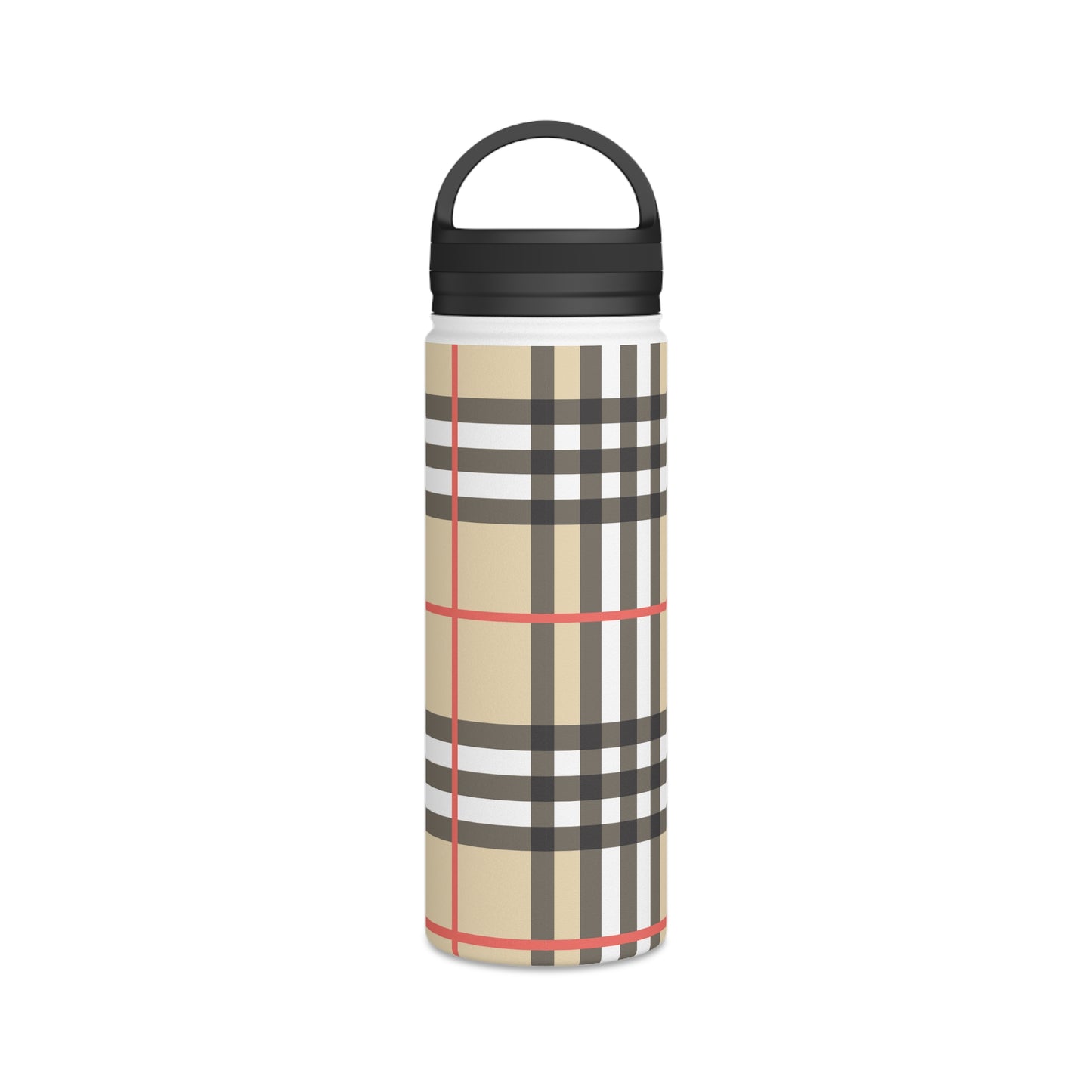 Brown and White Water Bottle, Stainless Steel Water Bottle with a Handle Lid