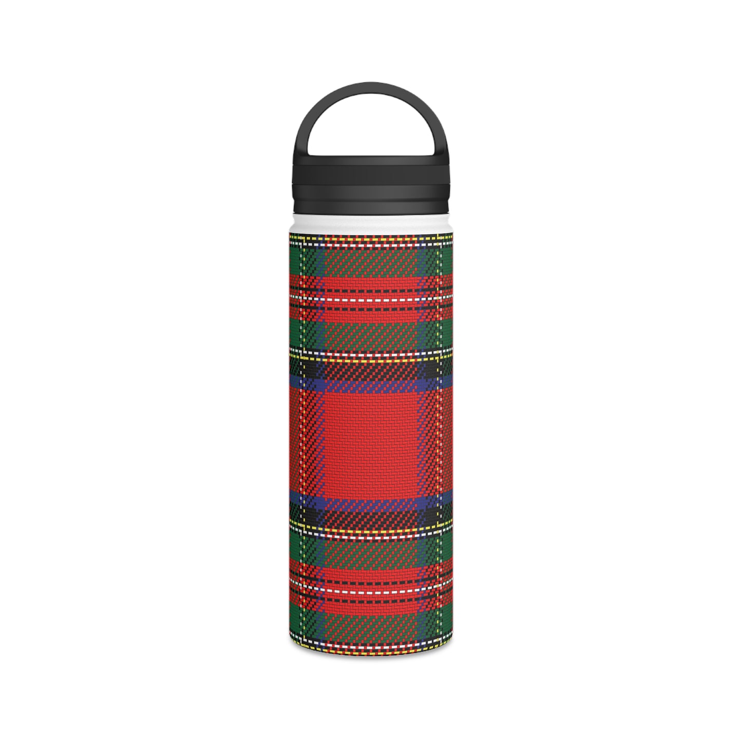 Red Tartan Water Bottle Stainless Steel Water Bottle, Handle Lid