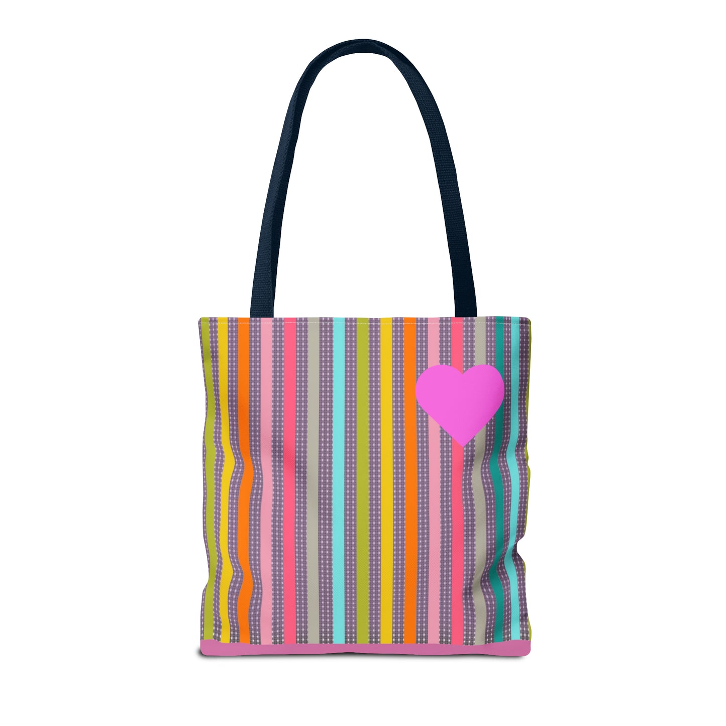 Tote Bag Candy Stripe With Large Heart