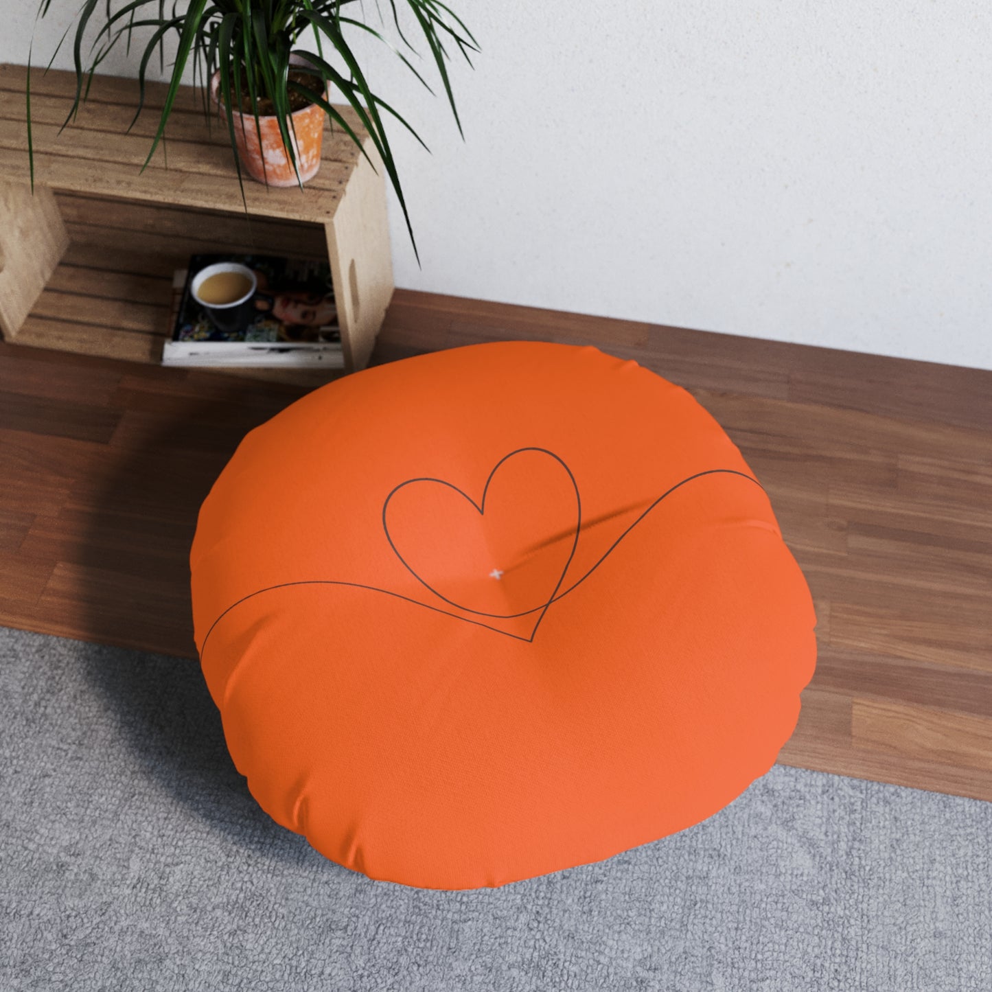 Carnelian Heart Tufted Floor Pillow, Round