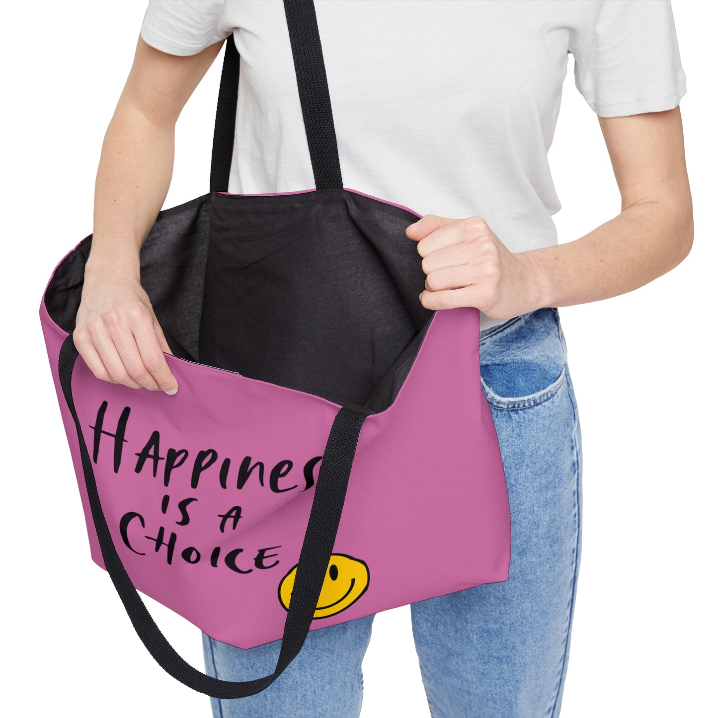 Pink Weekender  Be Happy Tote Bag