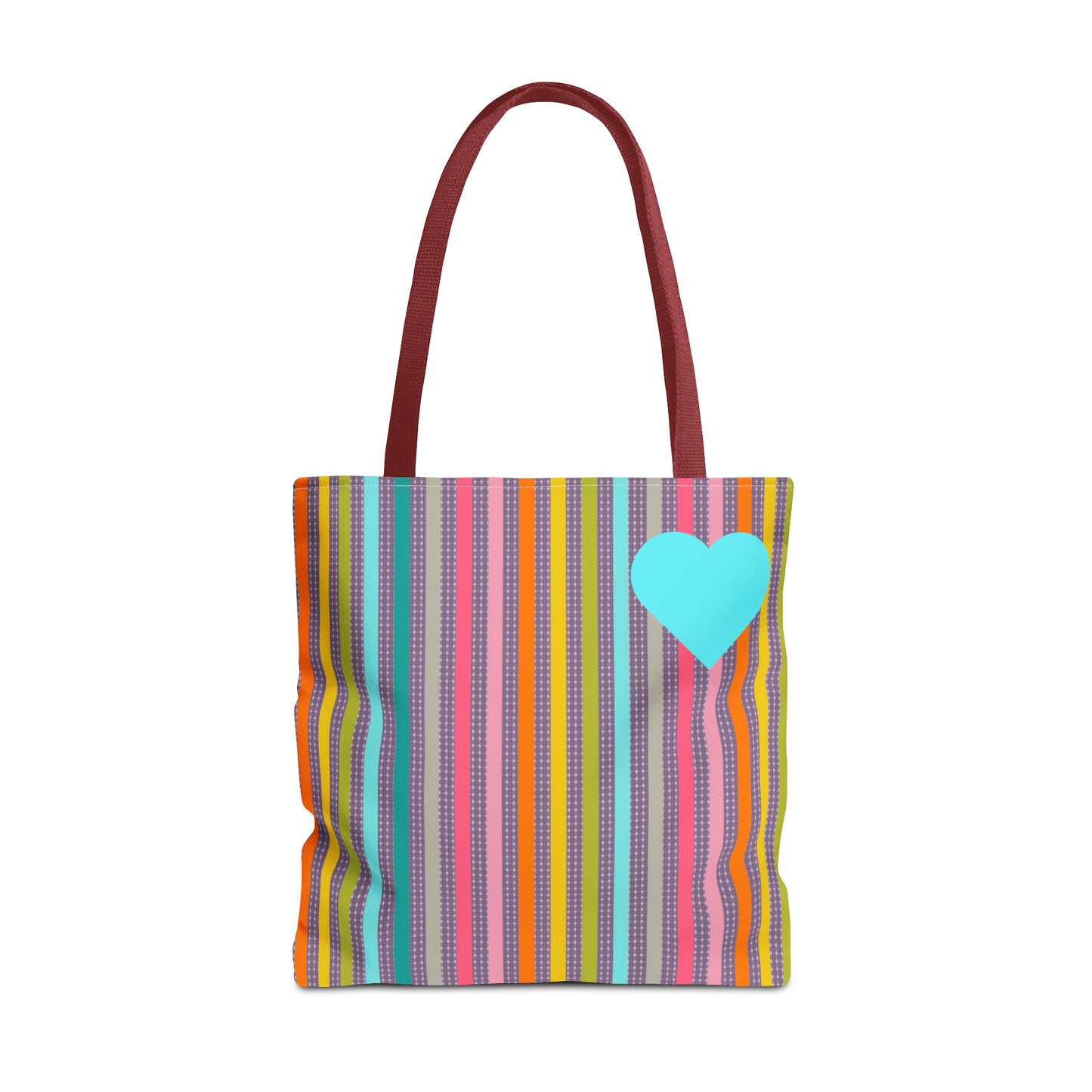 Tote Bag Candy Stripe With Large Heart