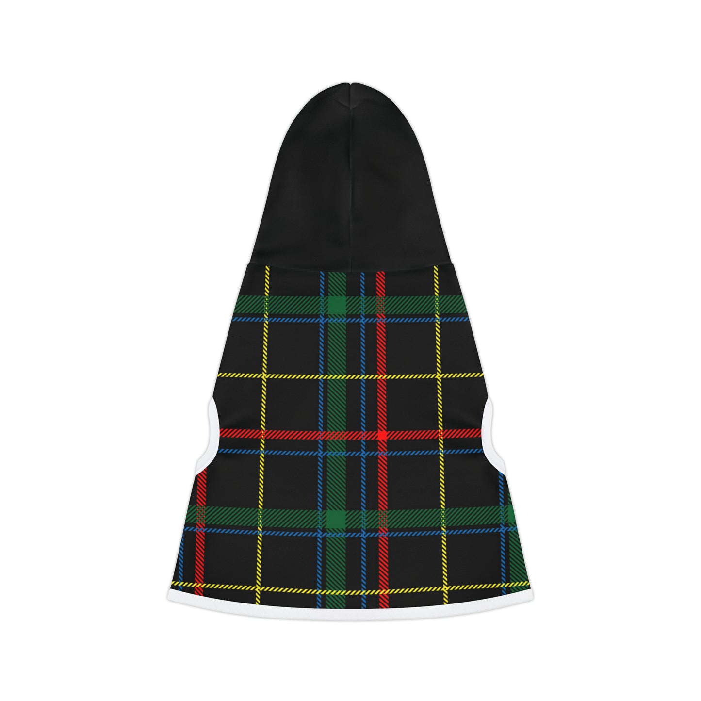 Pet Hoodie: Black, Red and Yellow Tartan Pet Hoodie