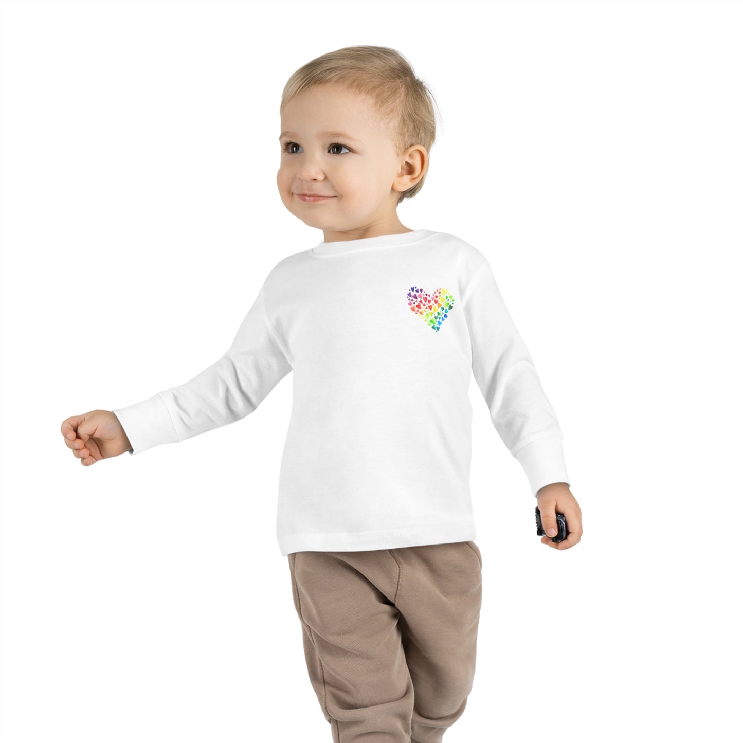 Rainbow Heart Toddler Long Sleeve-shirt