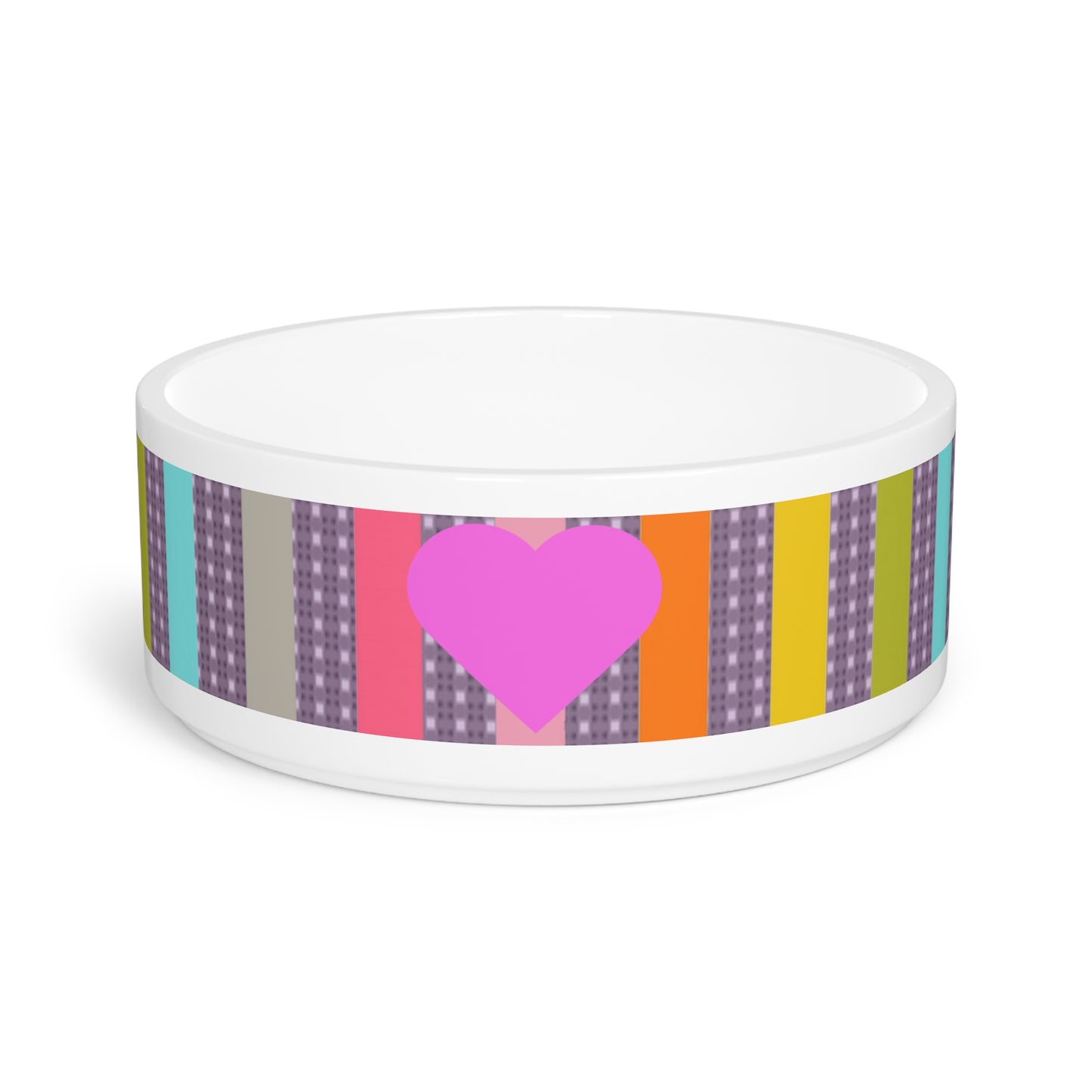 candy stripe pink bowl with pink heart