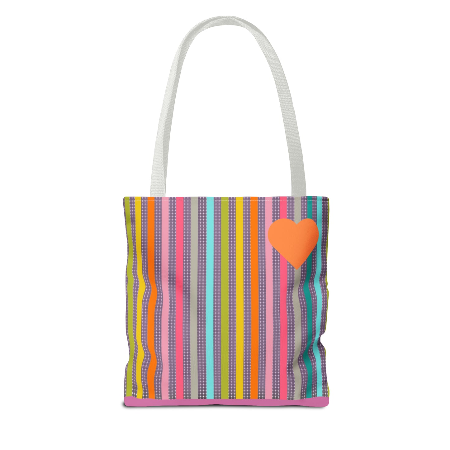 Tote Bag Candy Stripe With Large Heart