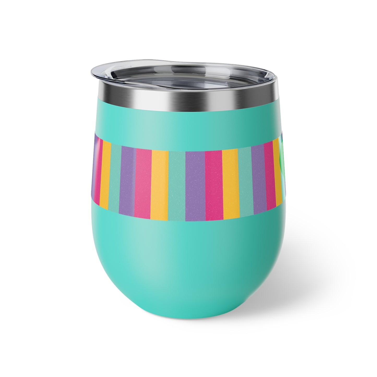 Bright Striped Copper with Green Heart Vacuum Insulated Cup, 12oz