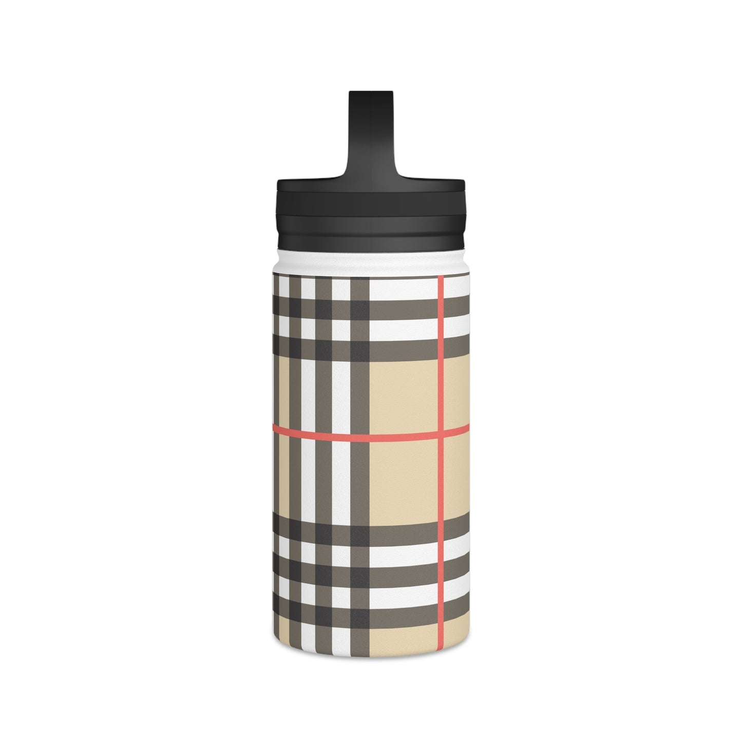 Brown and White Water Bottle, Stainless Steel Water Bottle with a Handle Lid