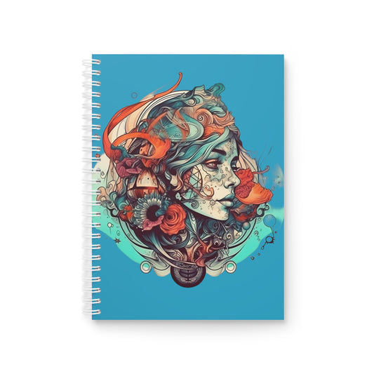 Carnelian Lady Theme Inspired Turquoise Spiral Notebook