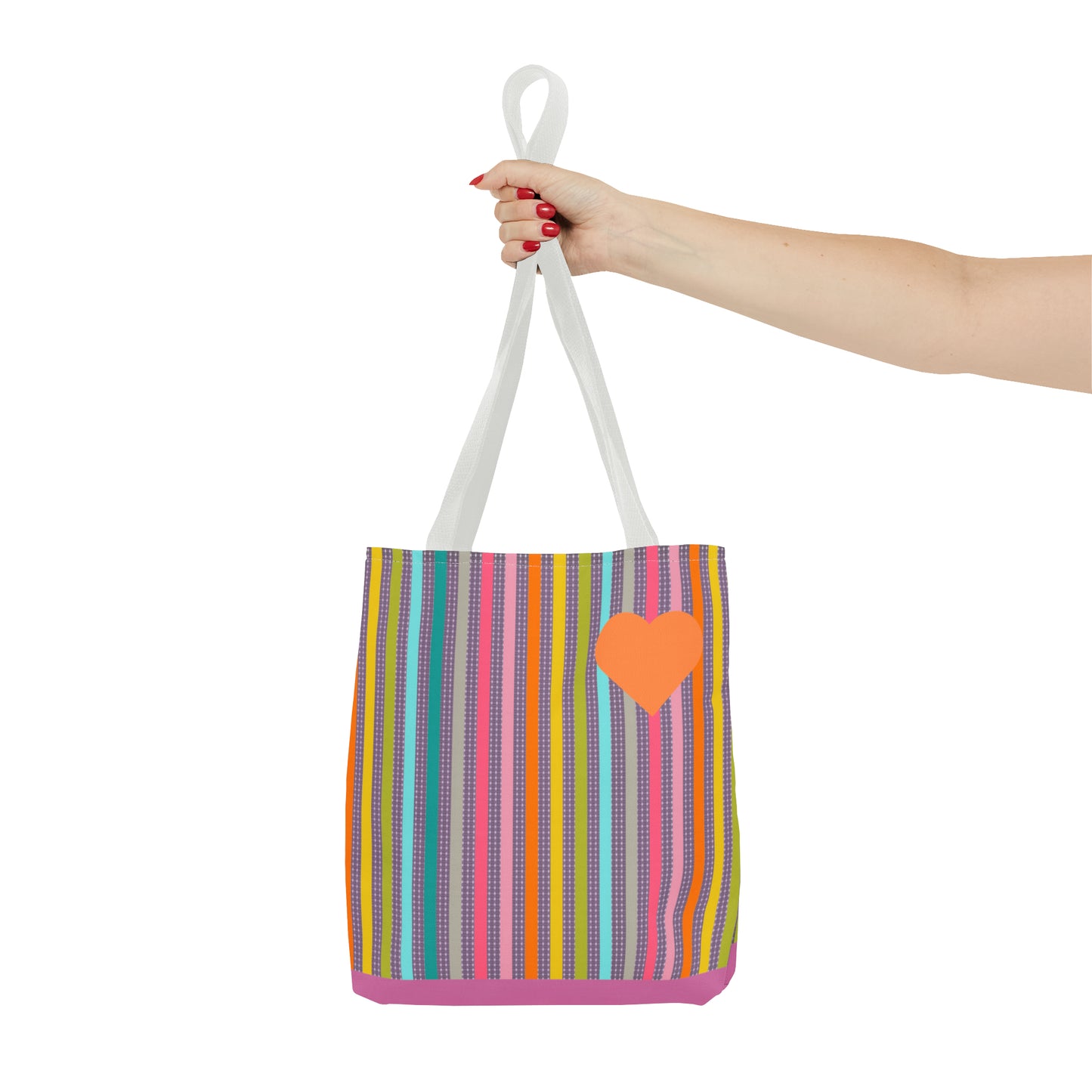 Tote Bag Candy Stripe With Large Heart